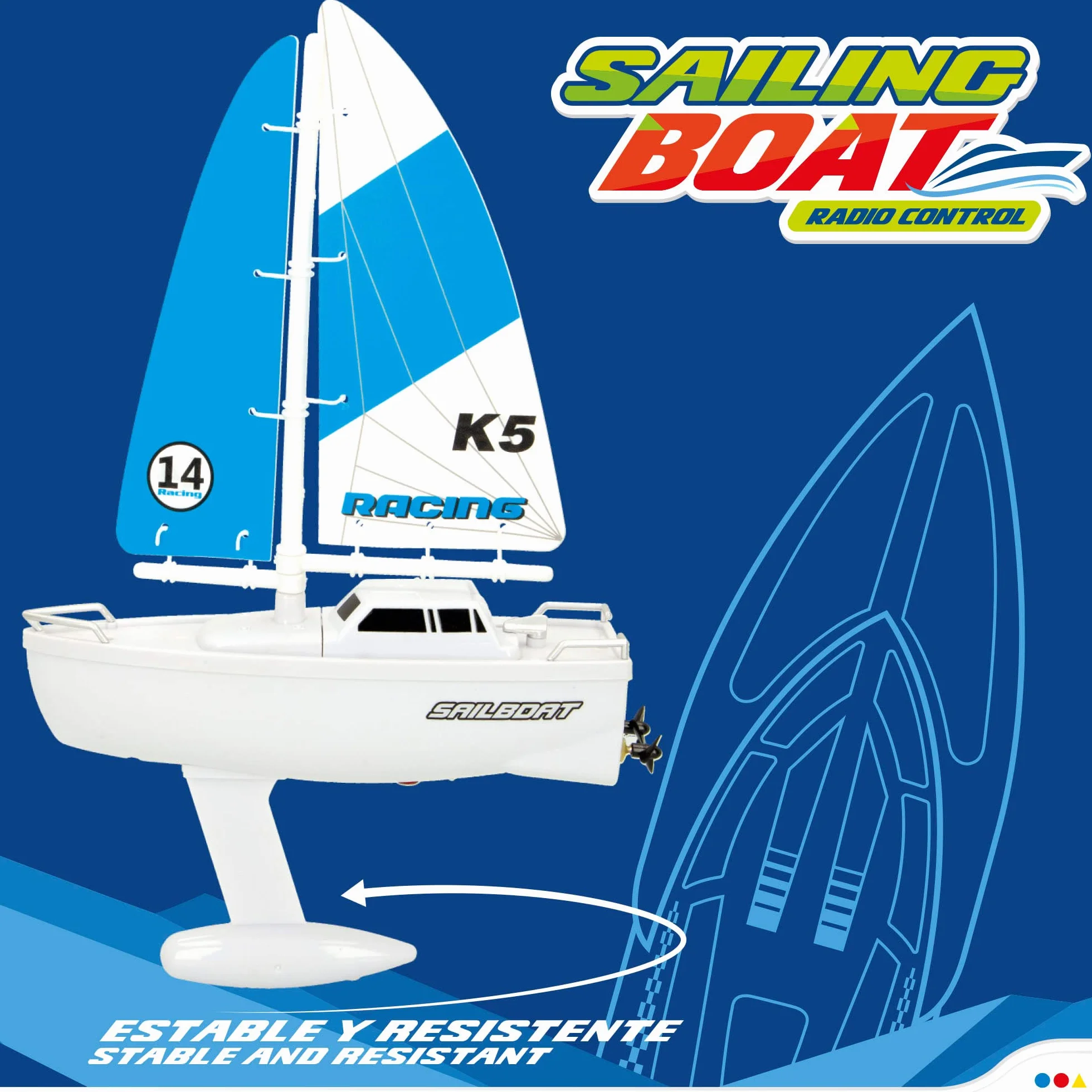ColorBaby CB Toys Velero teledirigido Barco Control Remoto Juguete 4 Funciones niños 4 años