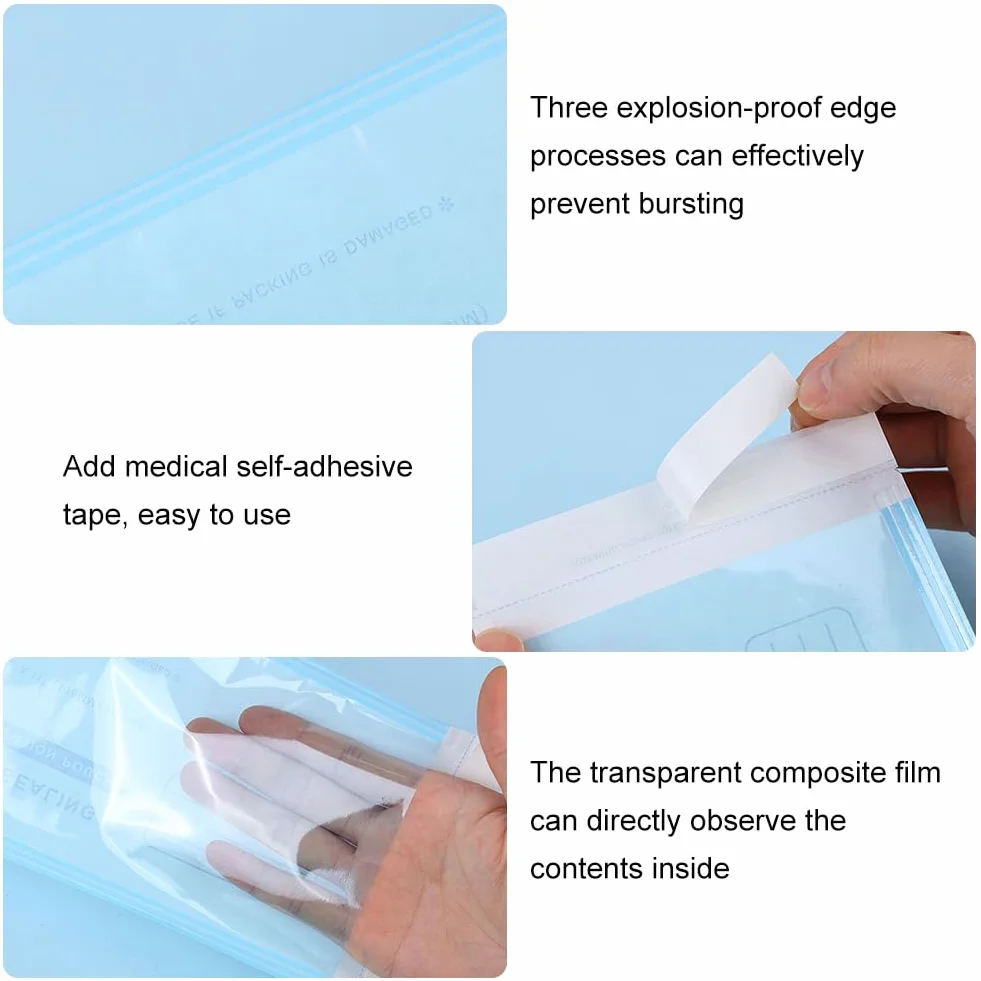 Bolsas de Esterilización Autoadhesivas 90x260mm 100 Pcs para Instrumentos Dentales Tatuajes Manicura