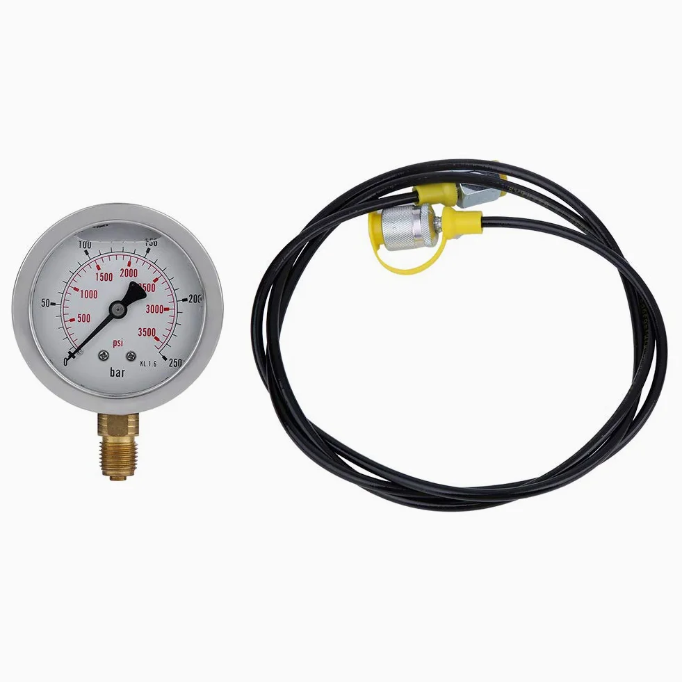 Kit de Prueba de presión hidráulica, Manguera hidráulica de 4,9 pies, 0-250 bar/3600 PSI, manómetro hidráulico, Conector M16x2-BSP1/4