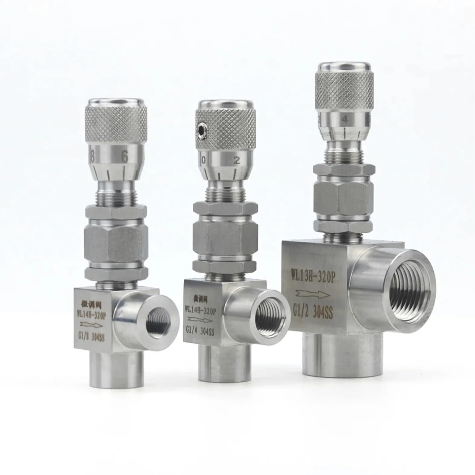 Válvula de aguja G 1/20.3 cm 1/10.2 cm 3/20.3 cm NPT 1/5.1 cm de acero inoxidable 304 controlador de válvula de regulación de flujo para agua, gas y aceite (rosca G, alta precisión, recta, 1/4