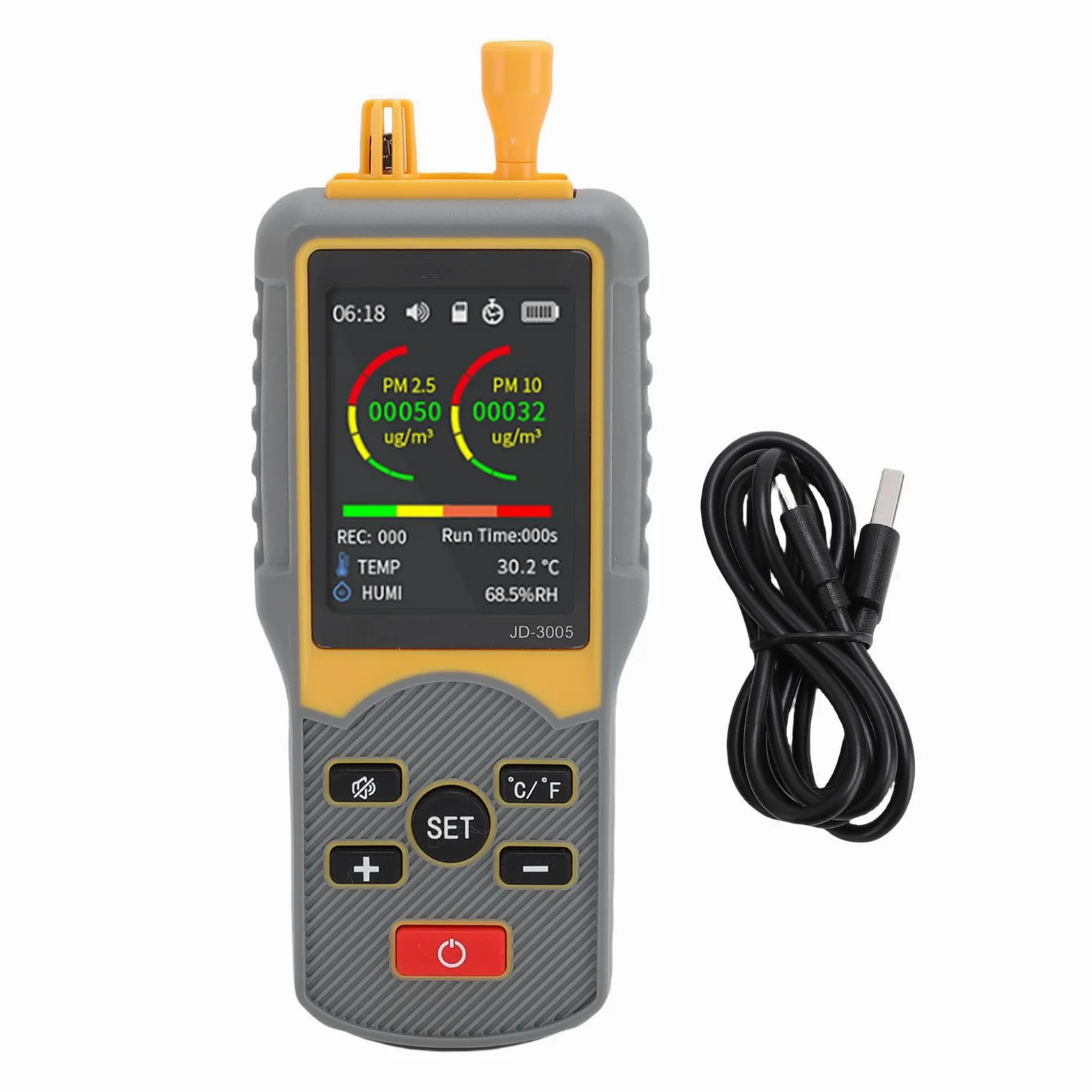 LICAEVEY Contador de Partículas de Polvo, Detector de Calidad del Aire Portátil con Modo de Pesaje de Conteo de 5 Canales, Conteo de Partículas PM2.5 PM10 0.3um 2.5um 10um para Taller de Fábrica