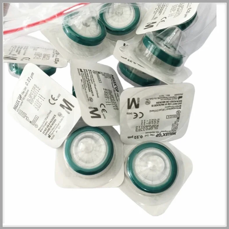 Unidad de filtro de jeringa de laboratorio 33 mm Millipore Membrana de filtro de polietersulfona PES 0,22 um Esterilizado SLGP033RB 50 piezas