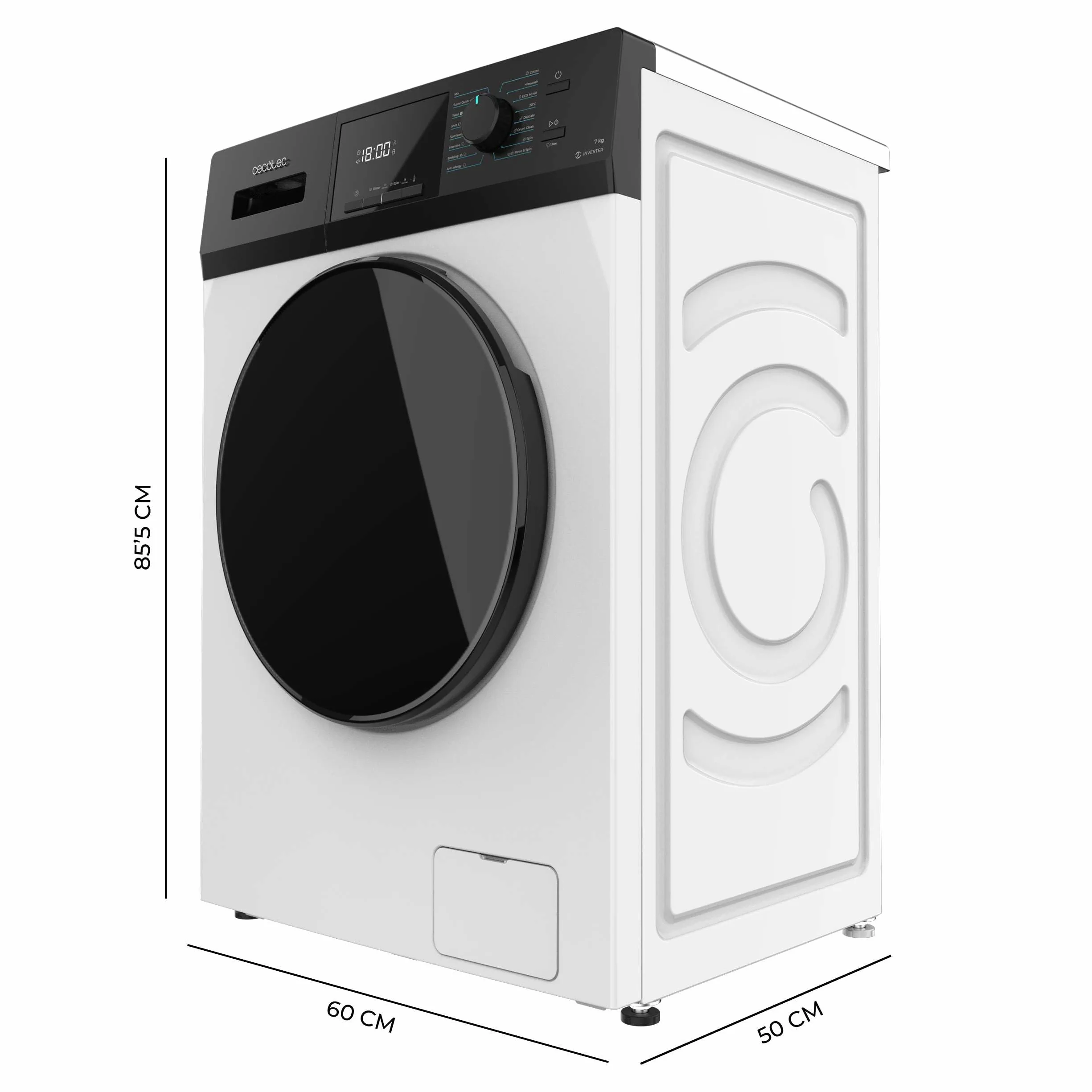 Cecotec Lavadora 7Kg Carga Frontal Bolero Dresscode 7410 Inverter 1850W 1200 rpm 16 Programas