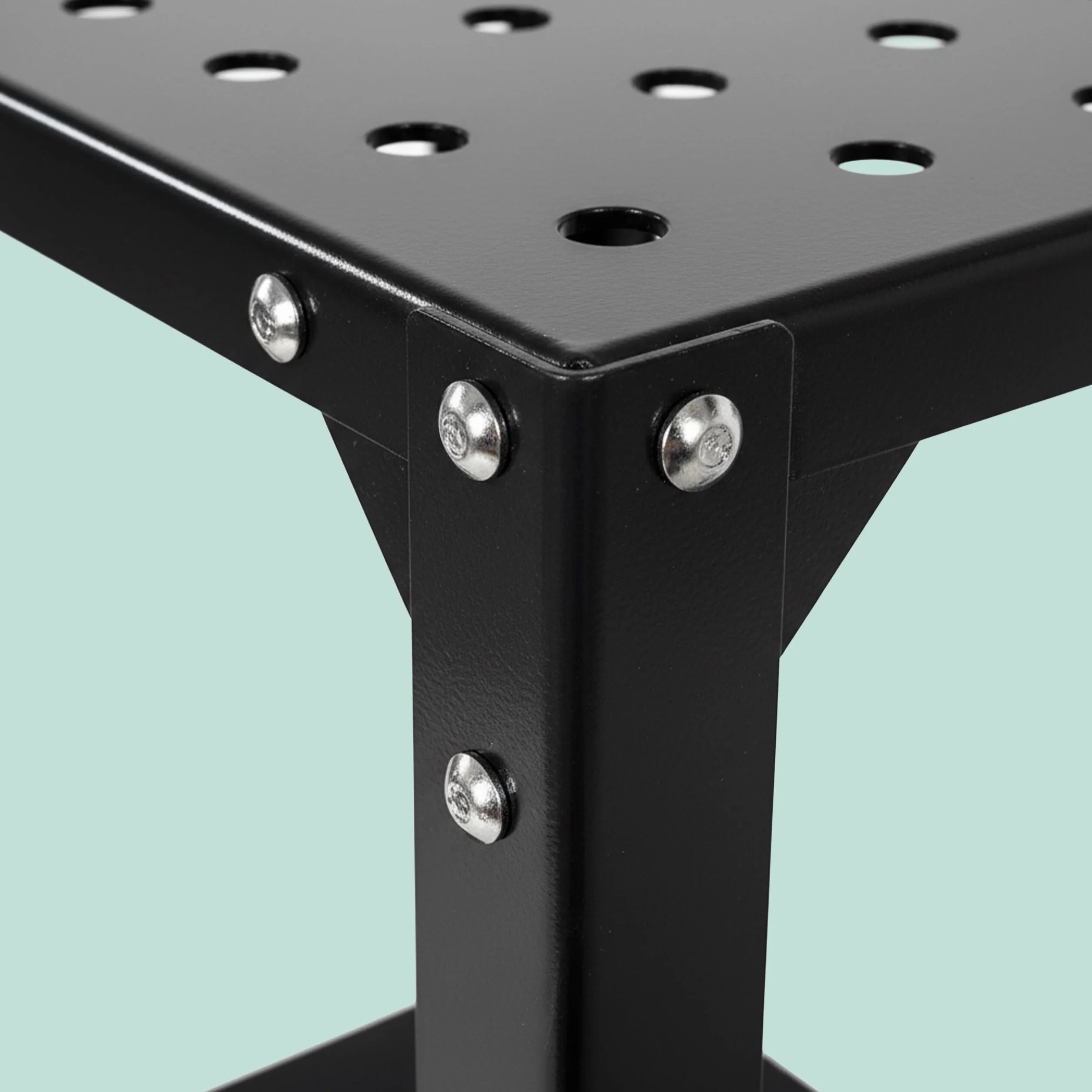 Relaxdays Mesa de Trabajo con Ruedas, Placa Perforada, Acero Negro, 91.5 x 88 x 46 cm
