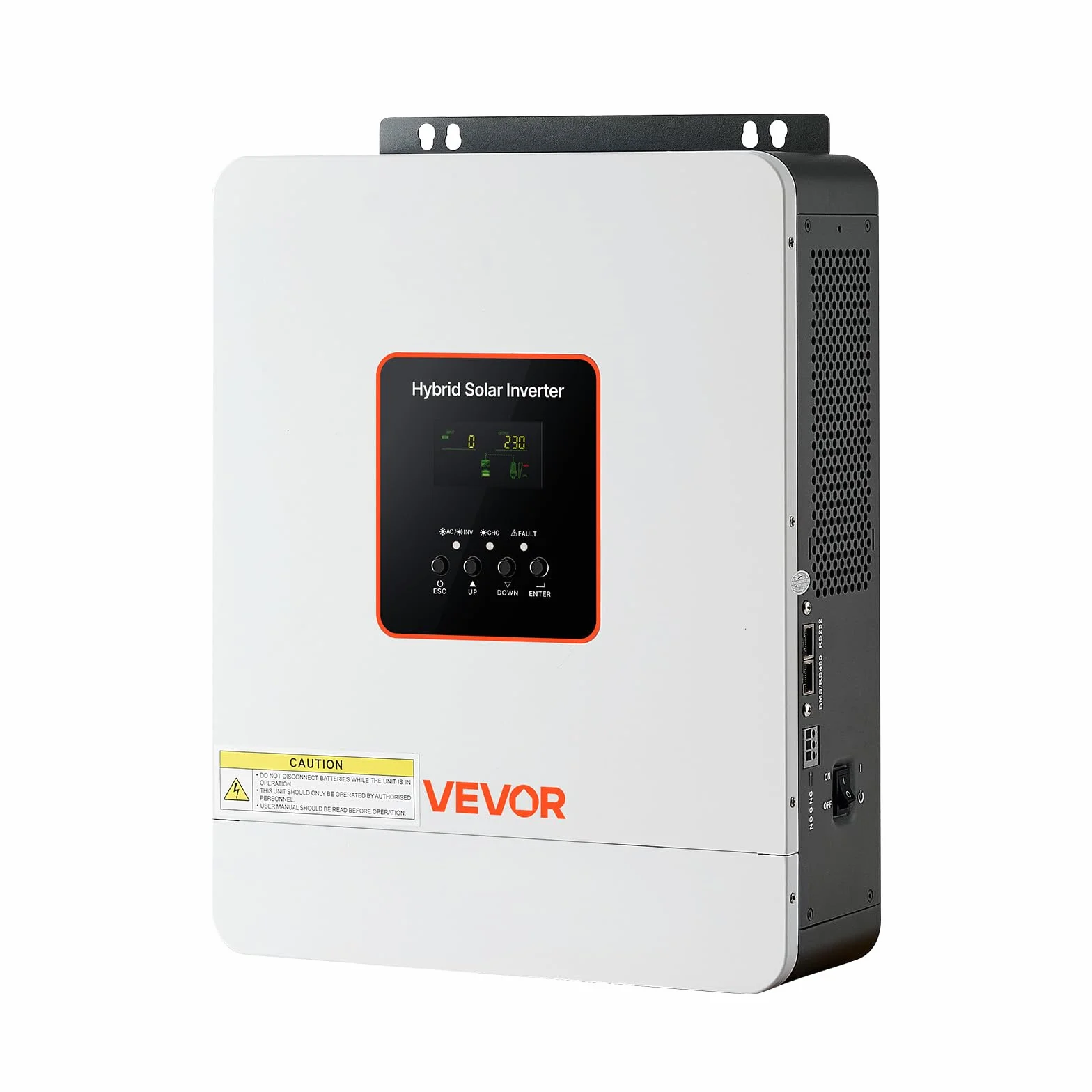 VEVOR Inversor Solar Híbrido de 3000 W, Onda Sinusoidal Pura, Controlador de Carga Solar MPPT Integrado de 80 A, Compatible con Baterías de Plomo-Ácido de Litio, Nivel de Ruido < 50 dB, Blanco