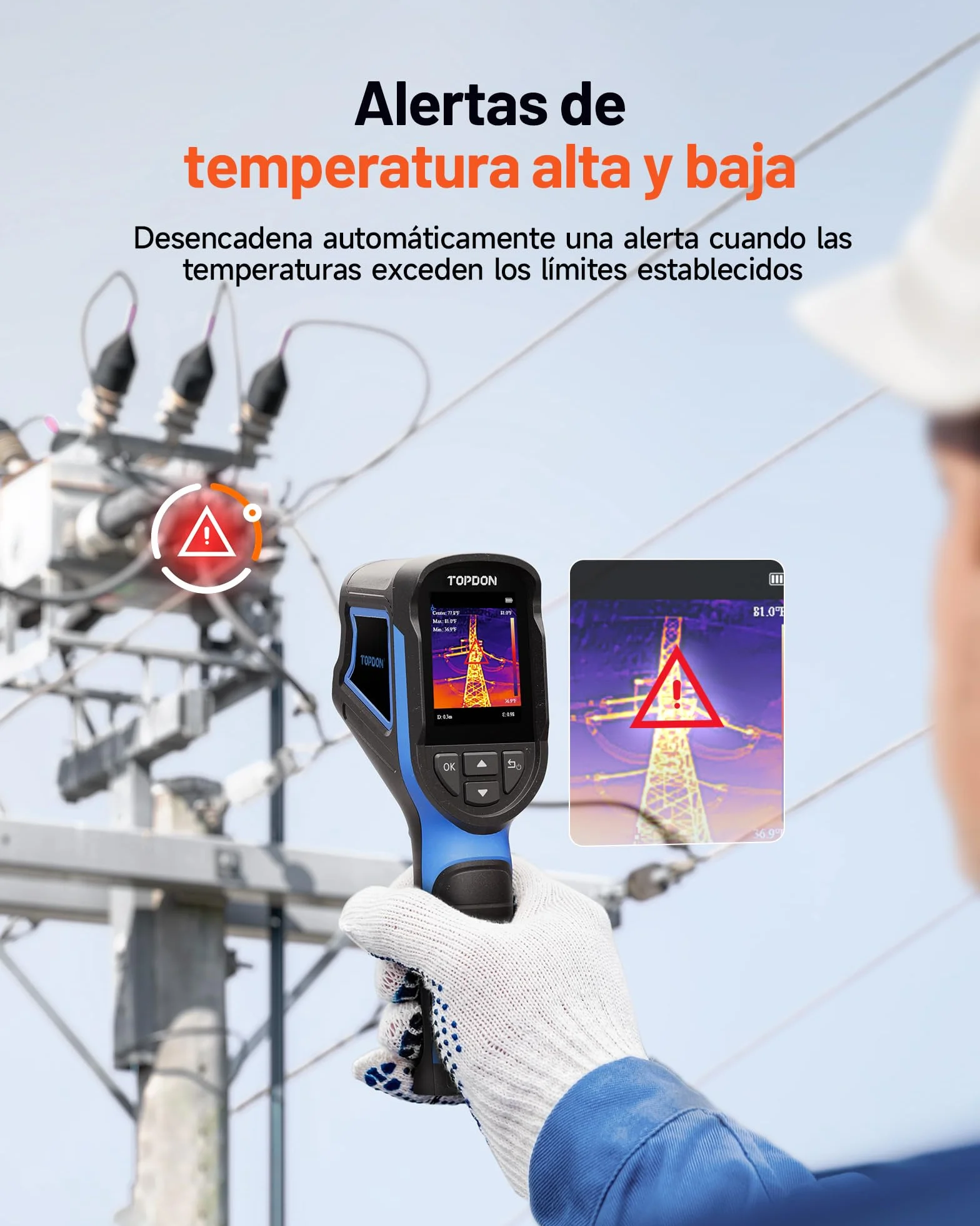 TOPDON Cámara Térmica TC004 Mini, 240x240 IR resolución, 15 h de duración de batería, -20°C - 450°C, 25 Hz, Termográficas para inspección de Sistemas de calefacción, ventilación y Aire Acondicionado
