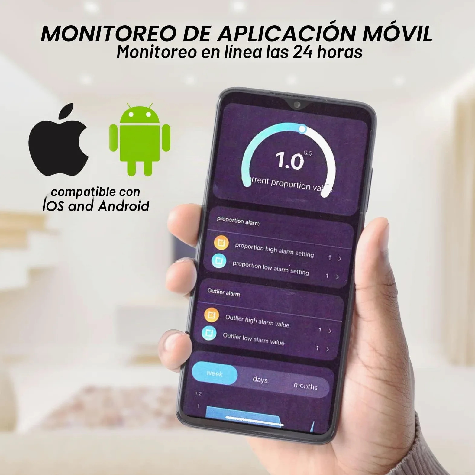 Monitor Profesional 6 en 1 para Medir la Calidad del Agua pH, TDS, EC, Salinidad, SG y Temperatura Sensor Inteligente Wi-Fi con Aplicación y Eegistro de Datos para Acuarios e Hidroponía