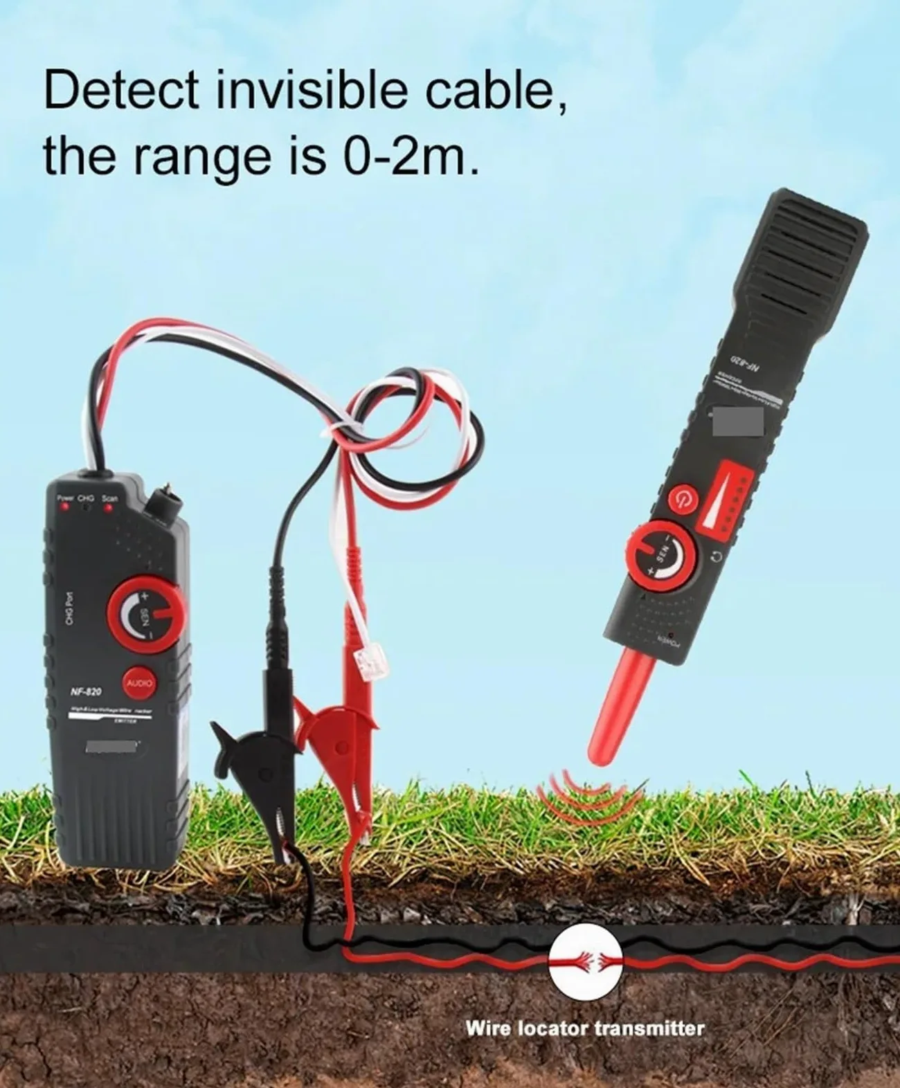 Comprobador de cables de red, Comprobador BNC RJ45 RJ11 NF-820, comprobador de cables alta y baja tensión, localizador subterráneos, rastreador antiinterferencias