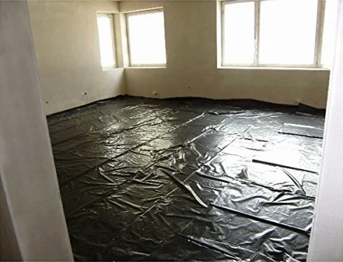 Película plástico sellado sous-dalle polietileno negro tipo 300, 6 x 33 m