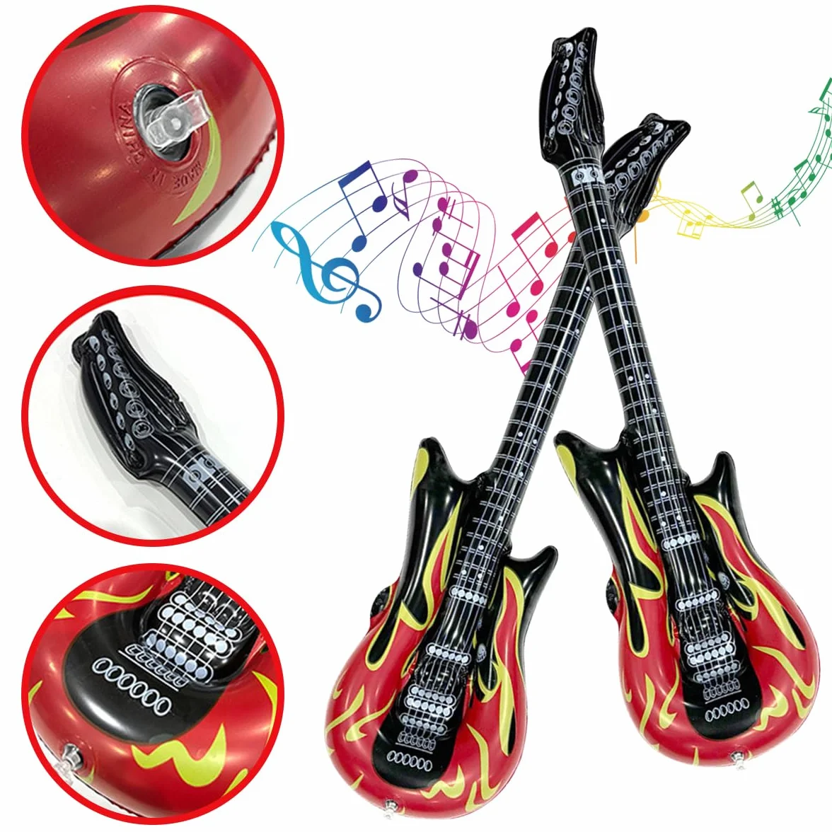 Guitarra Inflable 100cm Disfraz para Niños 6 Piezas