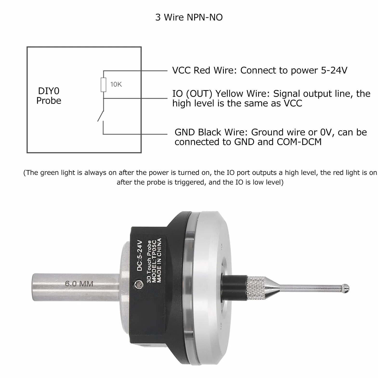 Sonda Táctil 3D CNC, Buscador de Bordes 3D Buscador de Bordes con Punta de Acero de Tungsteno de Alta Precisión Sensor de Longitud de Herramienta CNC 3D, para Dispositivos