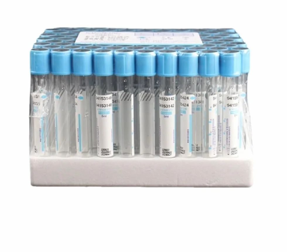 Yinxi Tubo de plástico de citrato de Sodio de coagulación, 100 Uds., vacío estéril de presión Negativa, Tapa Azul, Tubo anticoagulante PRP 5ml Glass