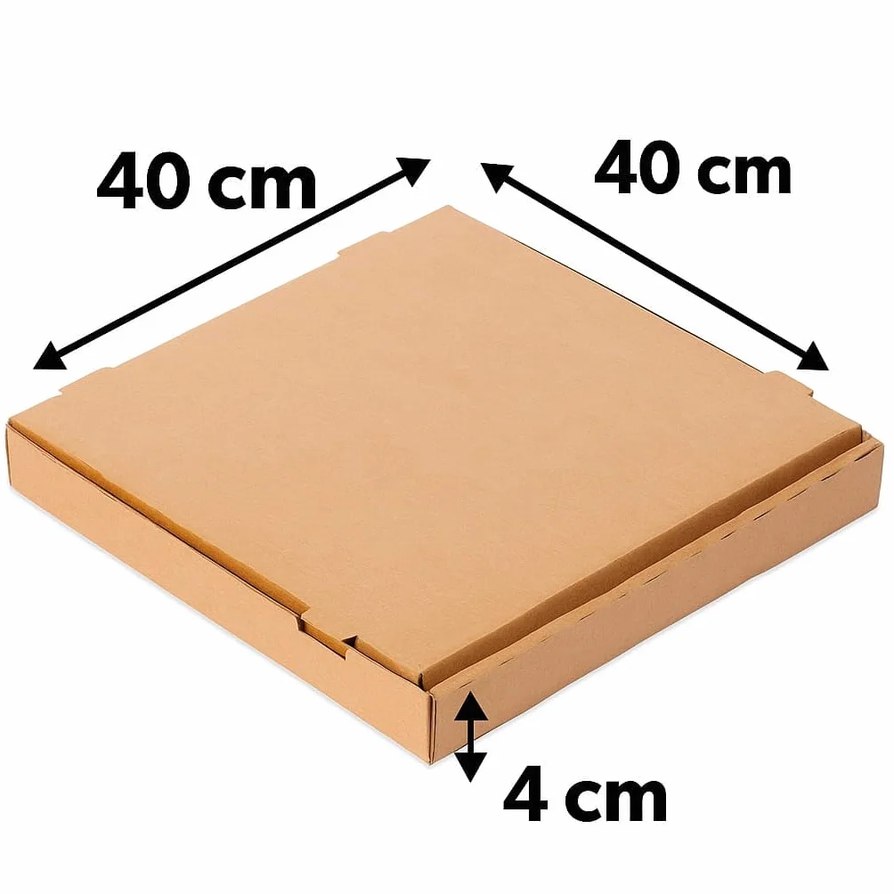 TELECAJAS | 50 Cajas Pizza 40 cm Anónima | Cuadrada Marrón Robusto Kraft Anónimas | Pack de 50