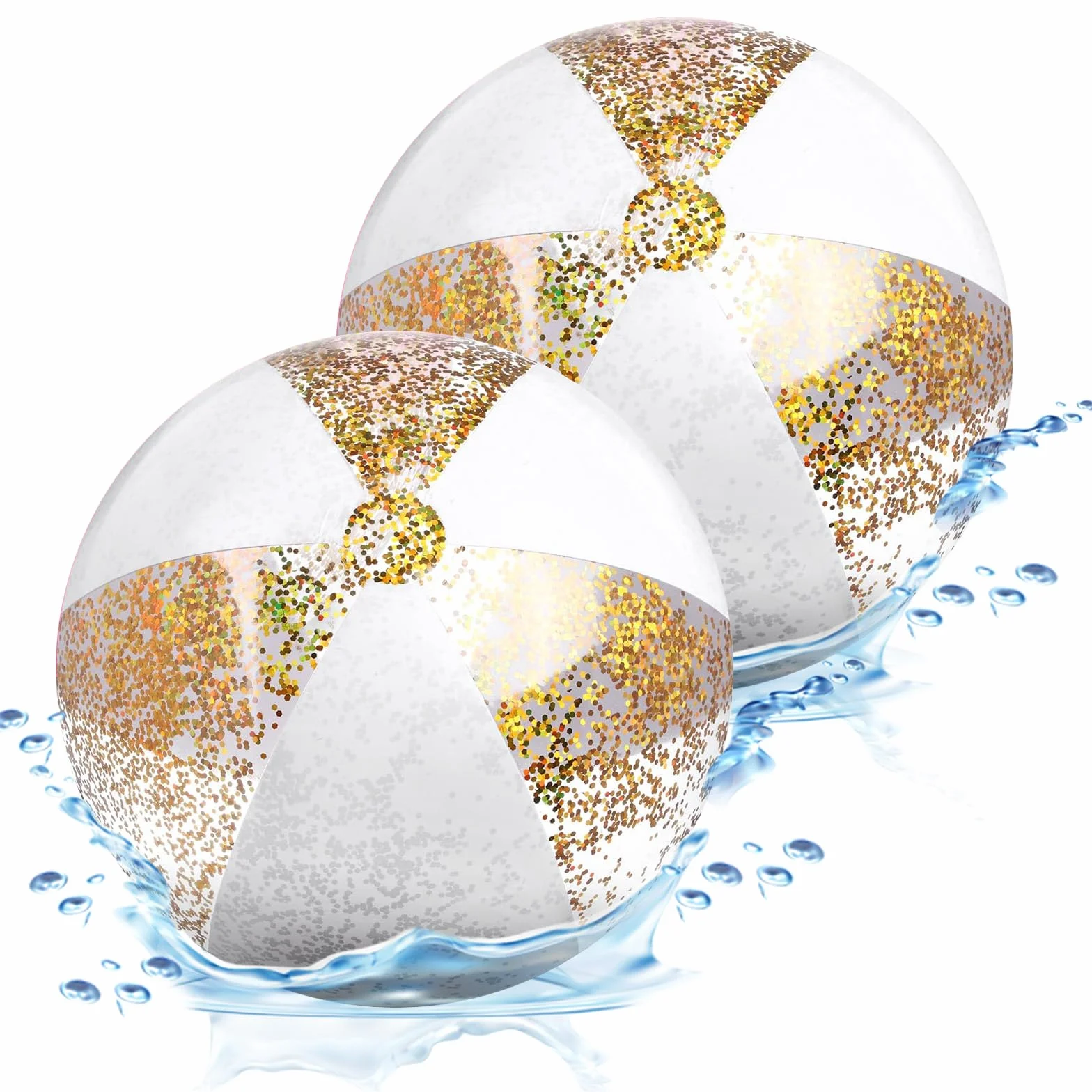 Glitter Pelota Hinchable Transparente 2 PCS para Playa Piscina Fiesta