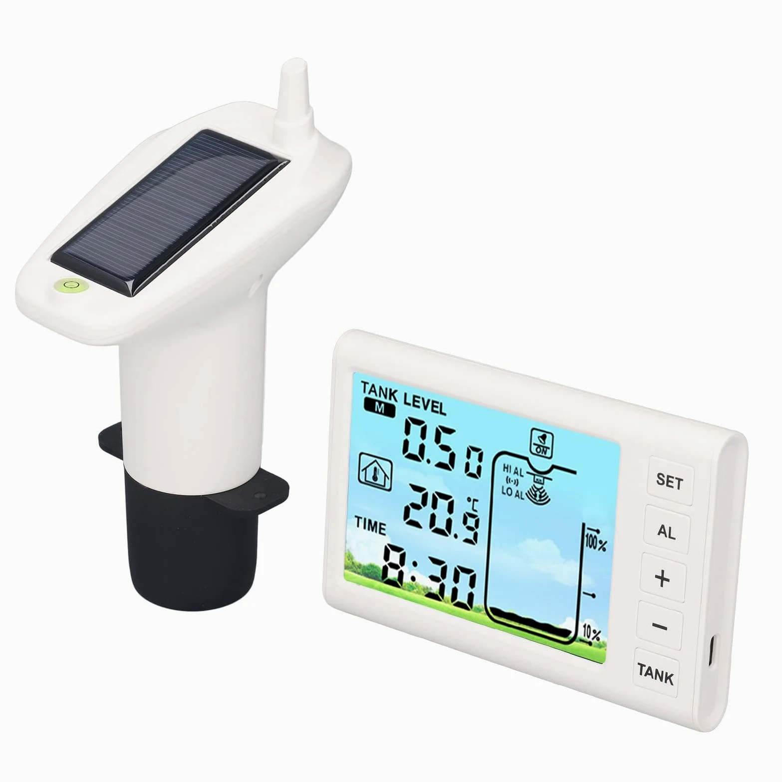 Haofy Sensor Ultrasónico de Nivel de Líquido del Tanque Medidor de Agua Inalámbrico con Monitoreo de de Temperatura - Transmisor Impermeable IP65 - Transmisión Inalámbrica de 100 M para Jardín