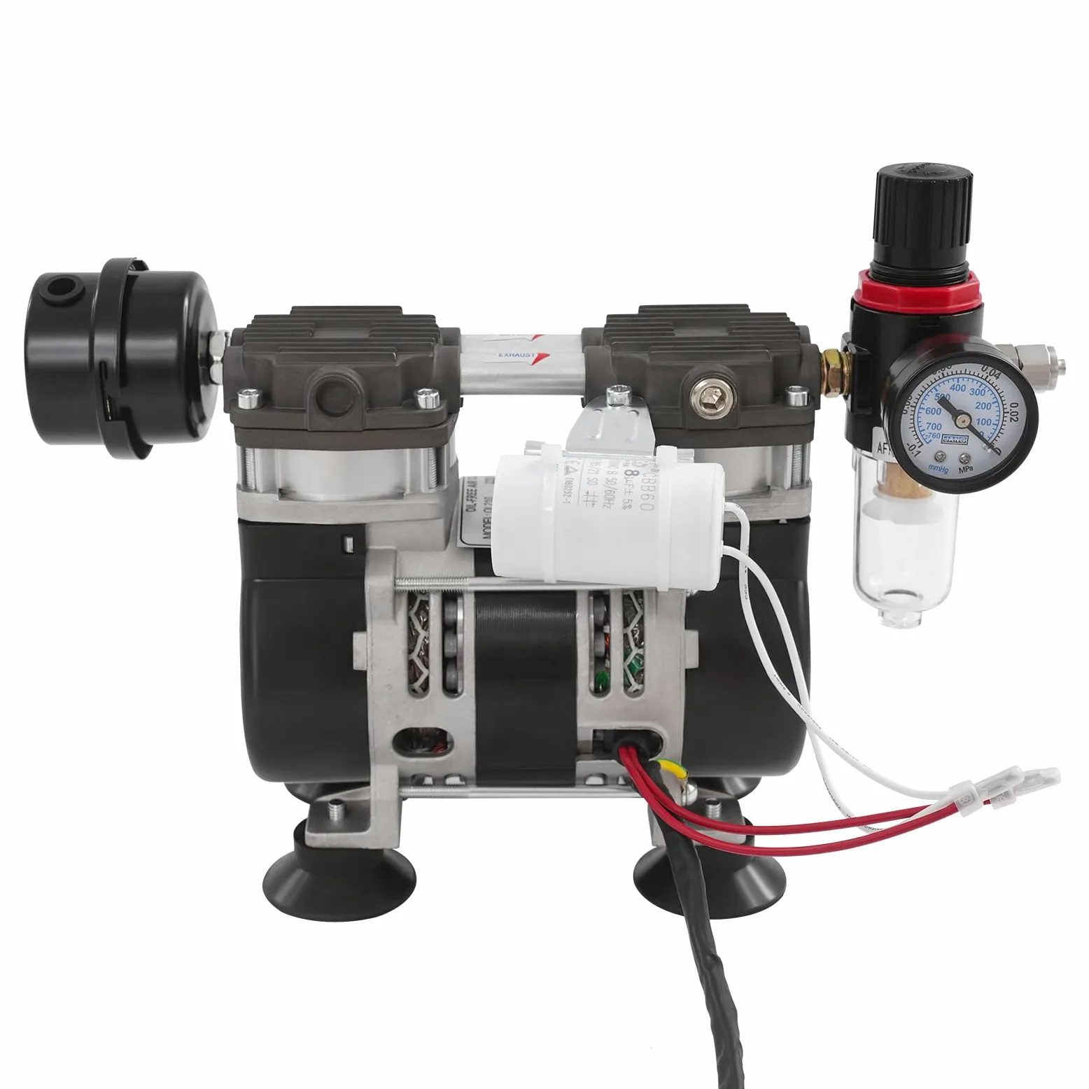 Bomba de vacío de laboratorio, 230 W, sin aceite, con filtro de aire, 1400 rpm, para trabajos de pintura, reparaciones de aire acondicionado, refrigeradores