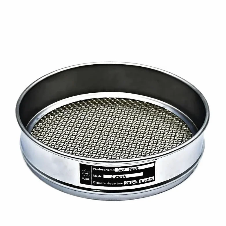 Tamiz de análisis de laboratorio de acero inoxidable 304 - Tamiz de inspección de muestreo de malla de alambre tejido de 20 cm con marco cromado, malla 4-10(5mesh 4mm)