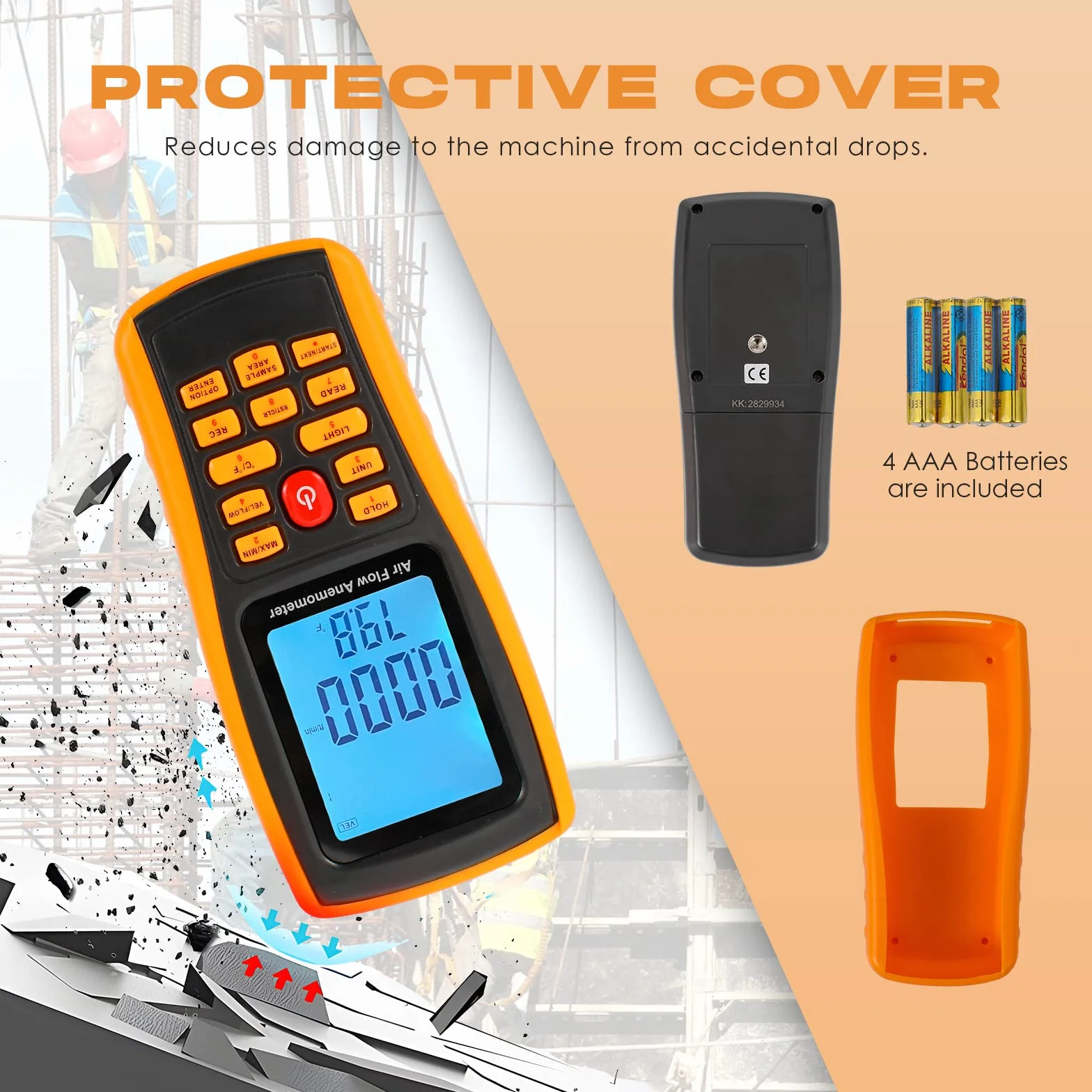 Bonvoisin Anemómetro de mano CFM CMM Medidor velocidad flujo aire pantalla LCD retroiluminada HVAC conducto