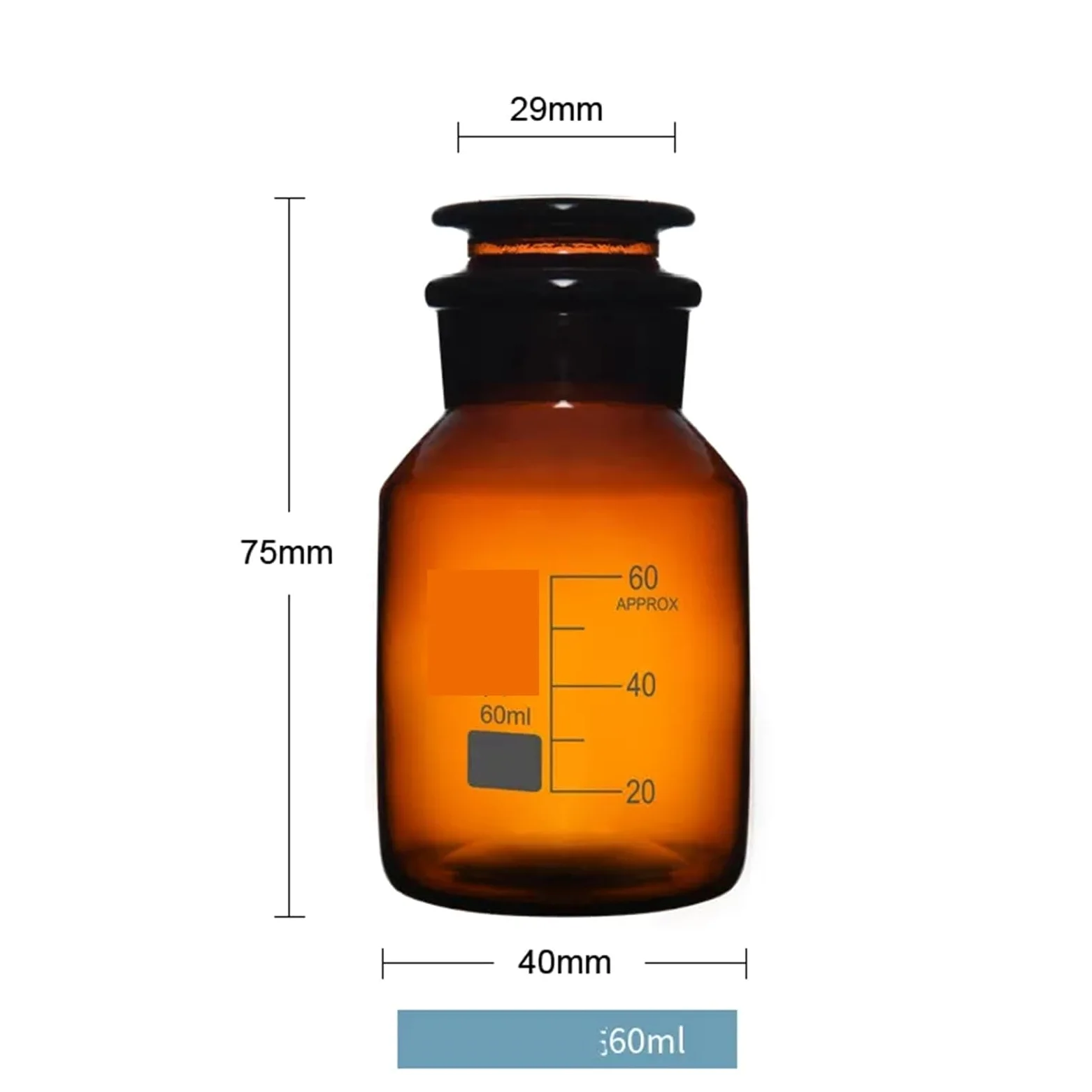 Botella de reactivo sellada con boca esmerilada de boca grande marrón de vidrio Botella de muestra de boca ancha marrón 60-1000 ml(125mlX2pcs)