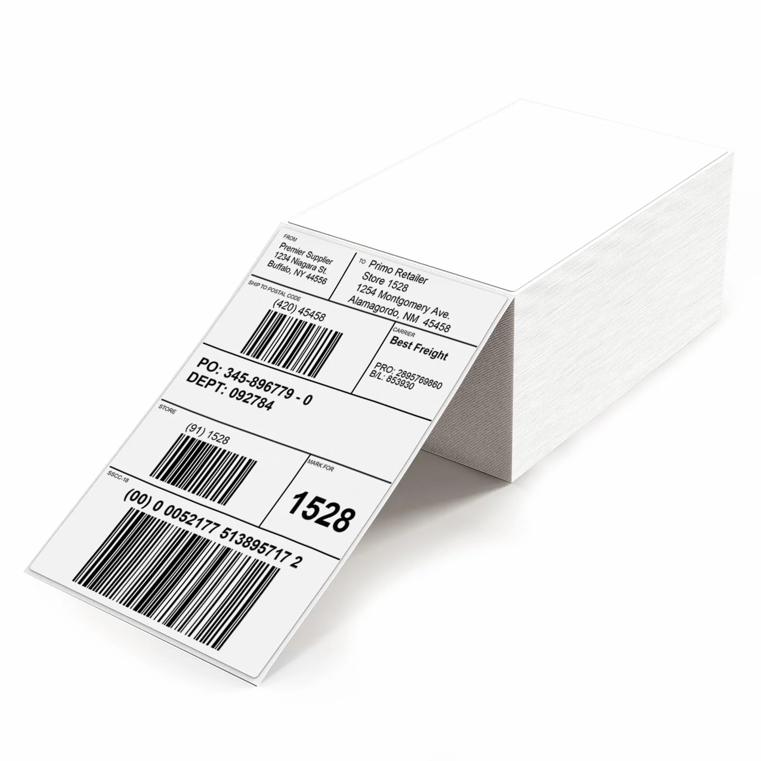 Etiquetas para envíos blancas 4x6 pulgadas vinilo autoadhesivas térmicas impermeables perforadas 500 piezas