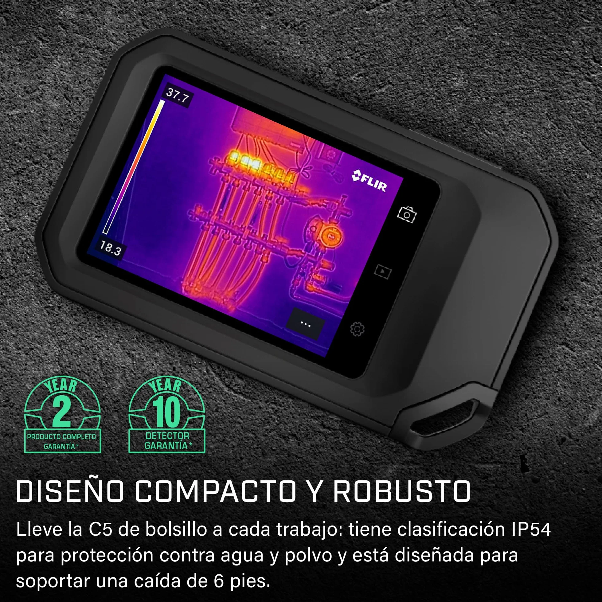 FLIR C5 Compact Thermal Imaging Camera with WiFi: High Resolution Infrared Imager for Inspection, Electrical/Mechanical, Building, and HVAC Applications