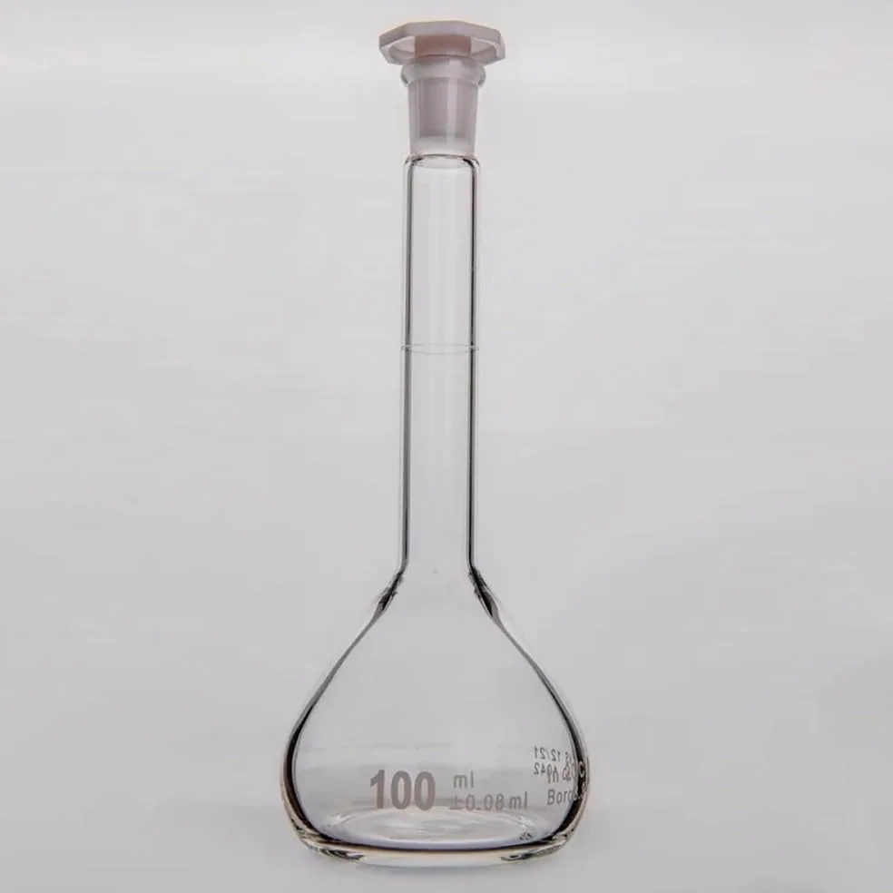 Equipos y suministros de laboratorio Matraz aforado transparente con tapón de plástico, vidrio borosilicato F81