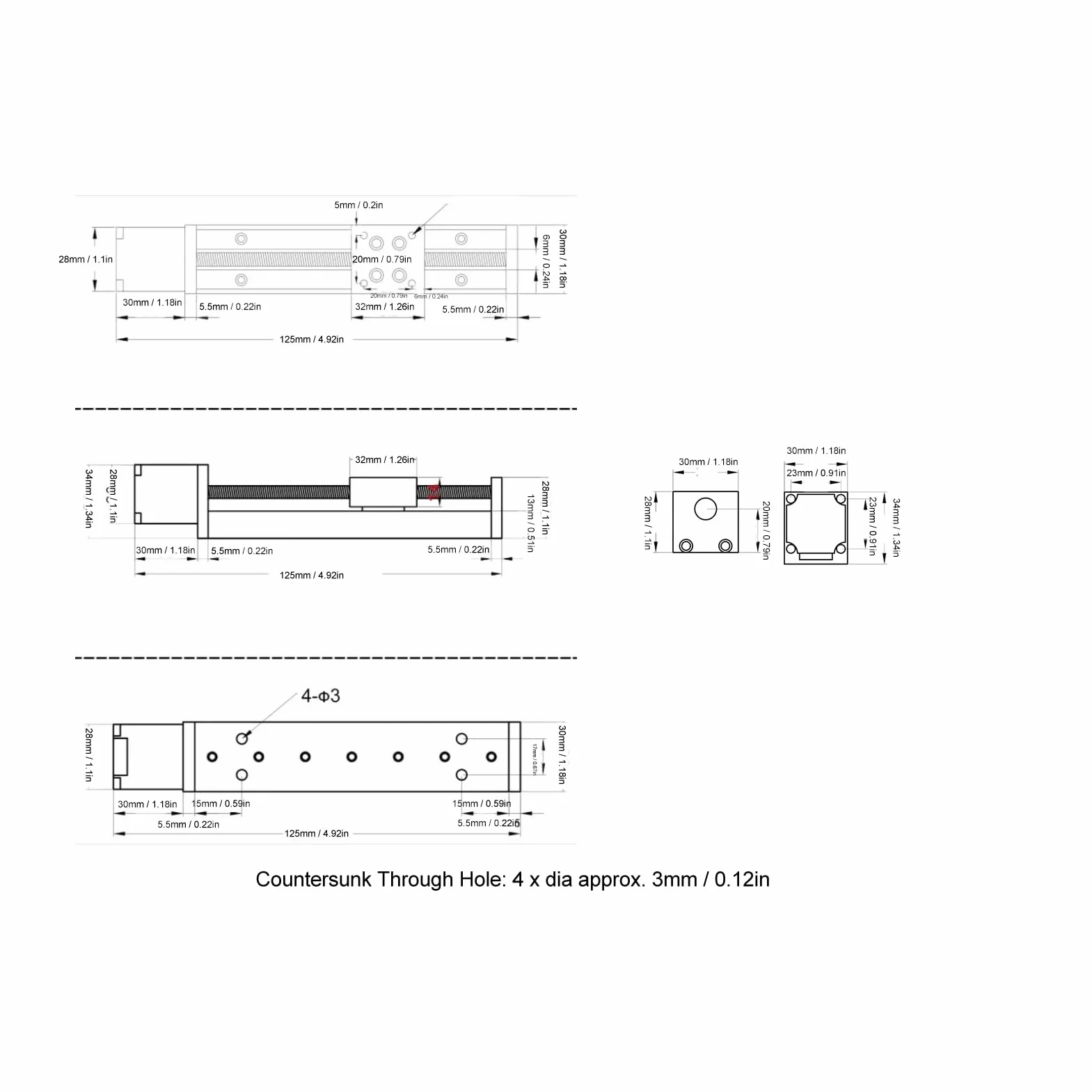Cocoarm Mini Riel Lineal Actuador CNC 50 mm Movimiento Paso a Paso