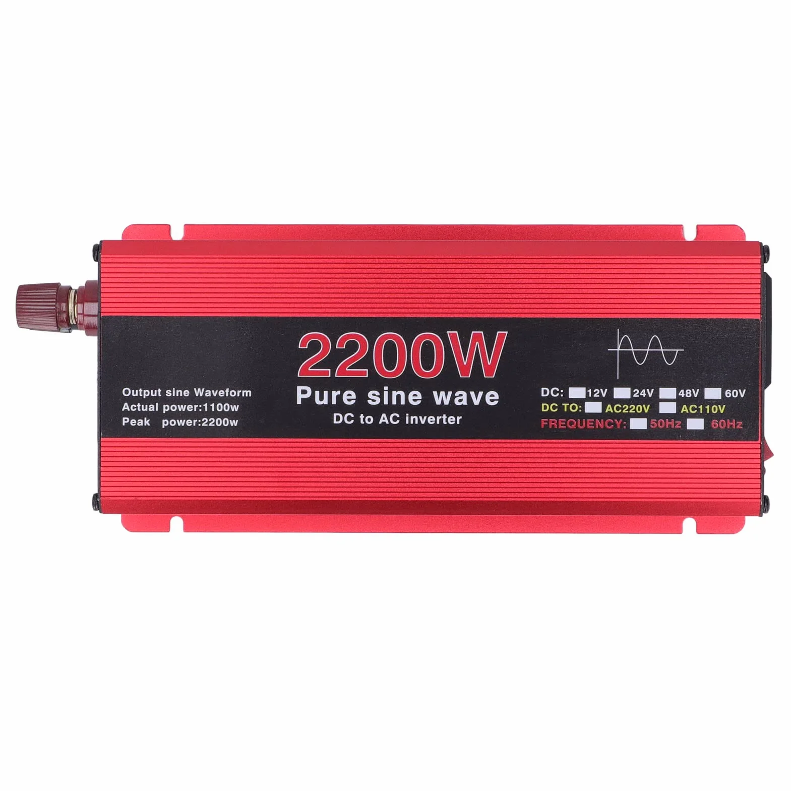 Inversor de Onda Sinusoidal, Inversor Solar de bajo Ruido de 2200 W CC 12 V a CA 220 V Protección de Circuito para Uso Doméstico