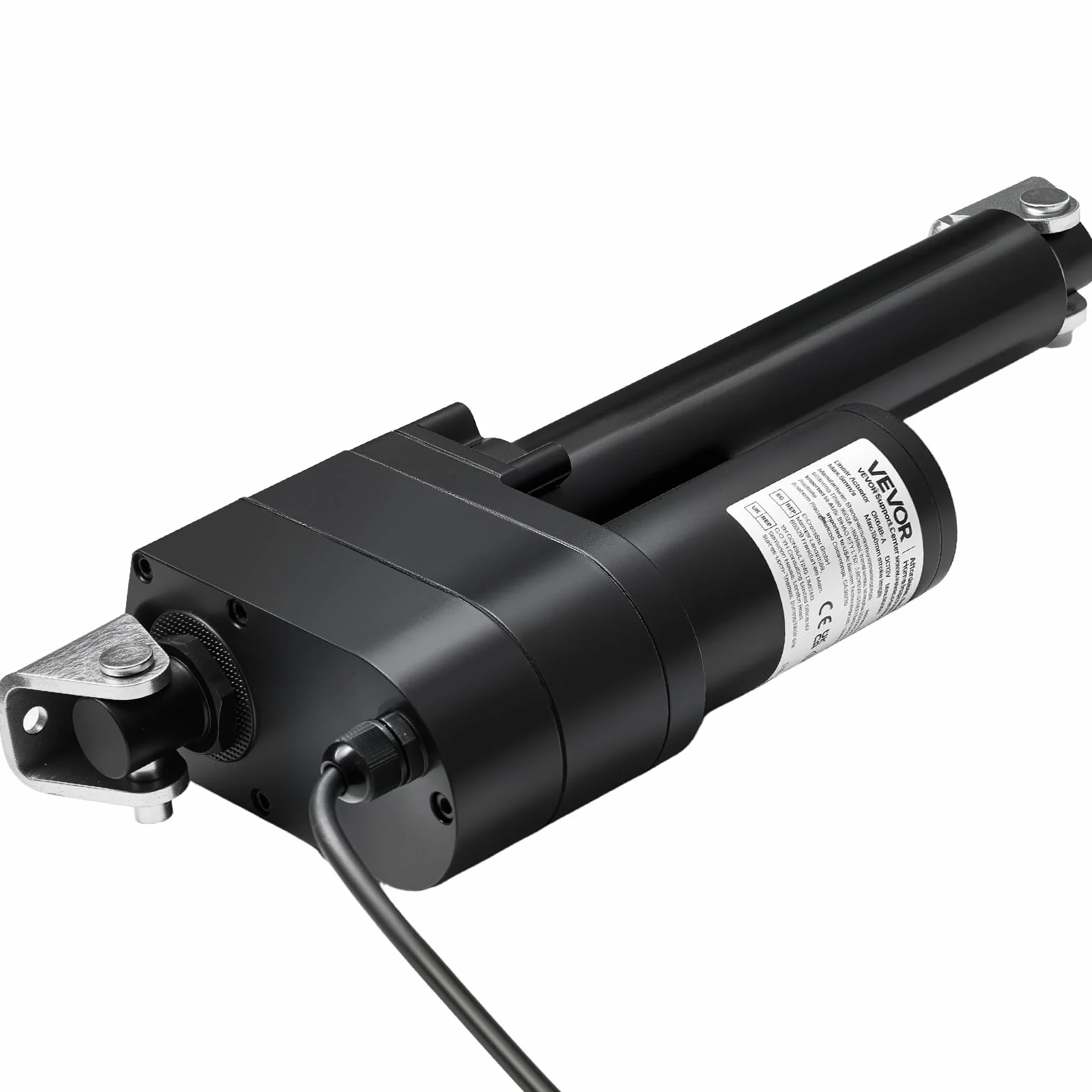 VEVOR Actuador Lineal 12 V, Carrera de 150 mm, 9000 N, Resistente al Agua IP65, 5 mm/s, con Soportes de Montaje para Contenedores de Maquinaria Industrial y Sistemas de Elevación Pesada, Negro