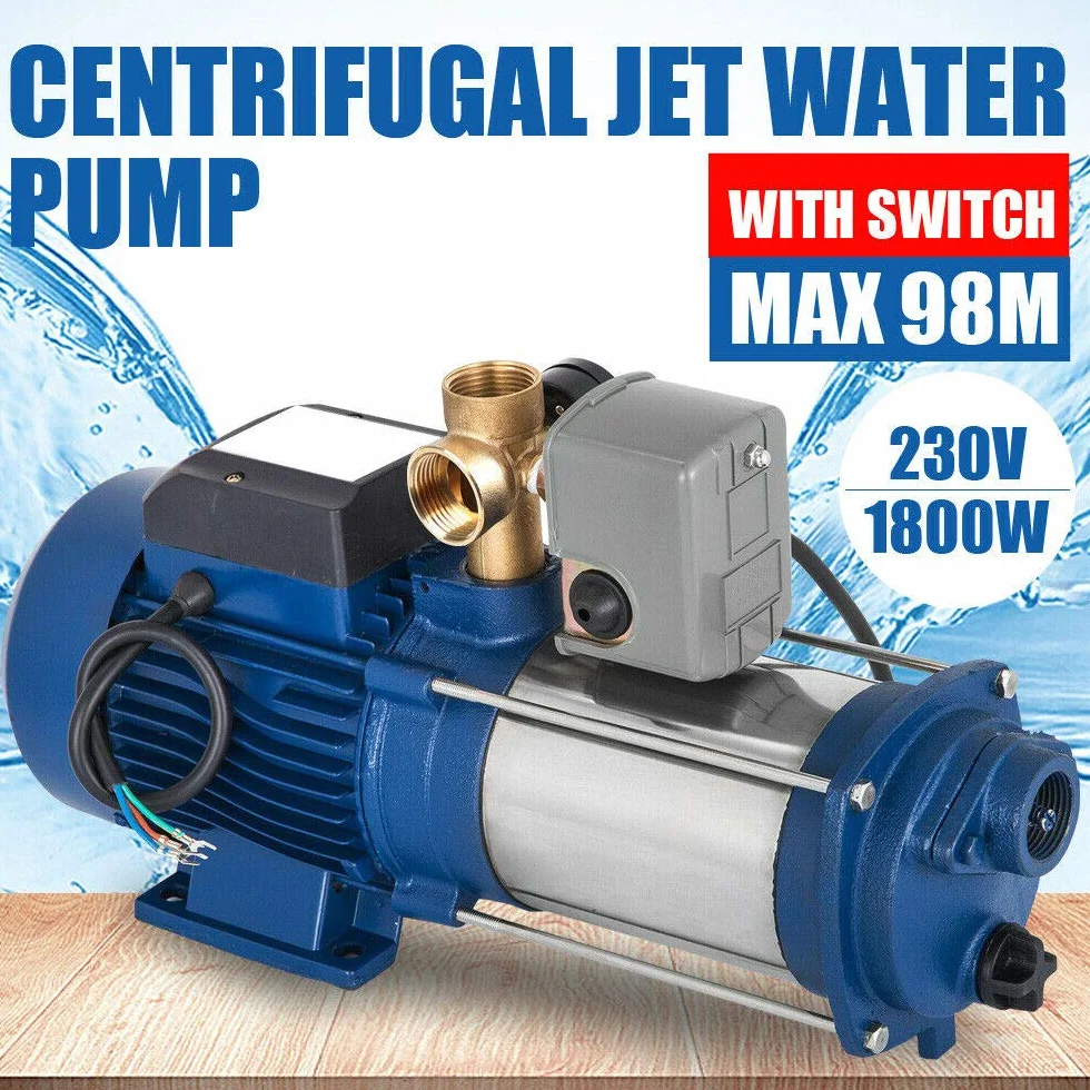Bomba de jardín 4000 l/h, bomba centrífuga con interruptor de presión, 1800 W, bomba de agua centrífuga de acero inoxidable, bomba centrífuga de jardín, bomba centrífuga para casa, jardín