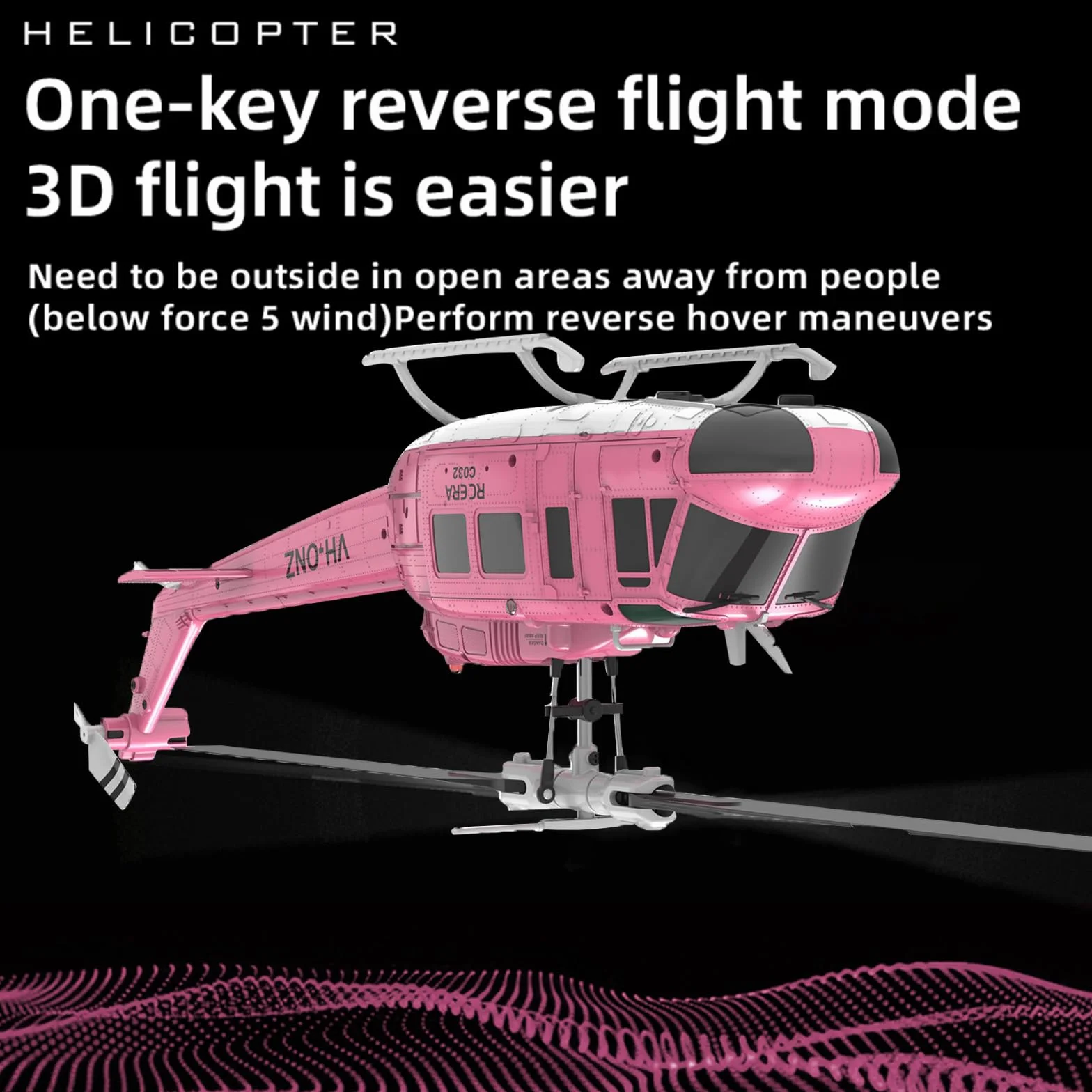 RC ERA C032 UH-1 Huey Helicóptero teledirigido para adultos 1/48 Escala 2.4G 6CH Gyro Stabilized Altitude Hold Optical Flow 3D Stunt Drone Rosa