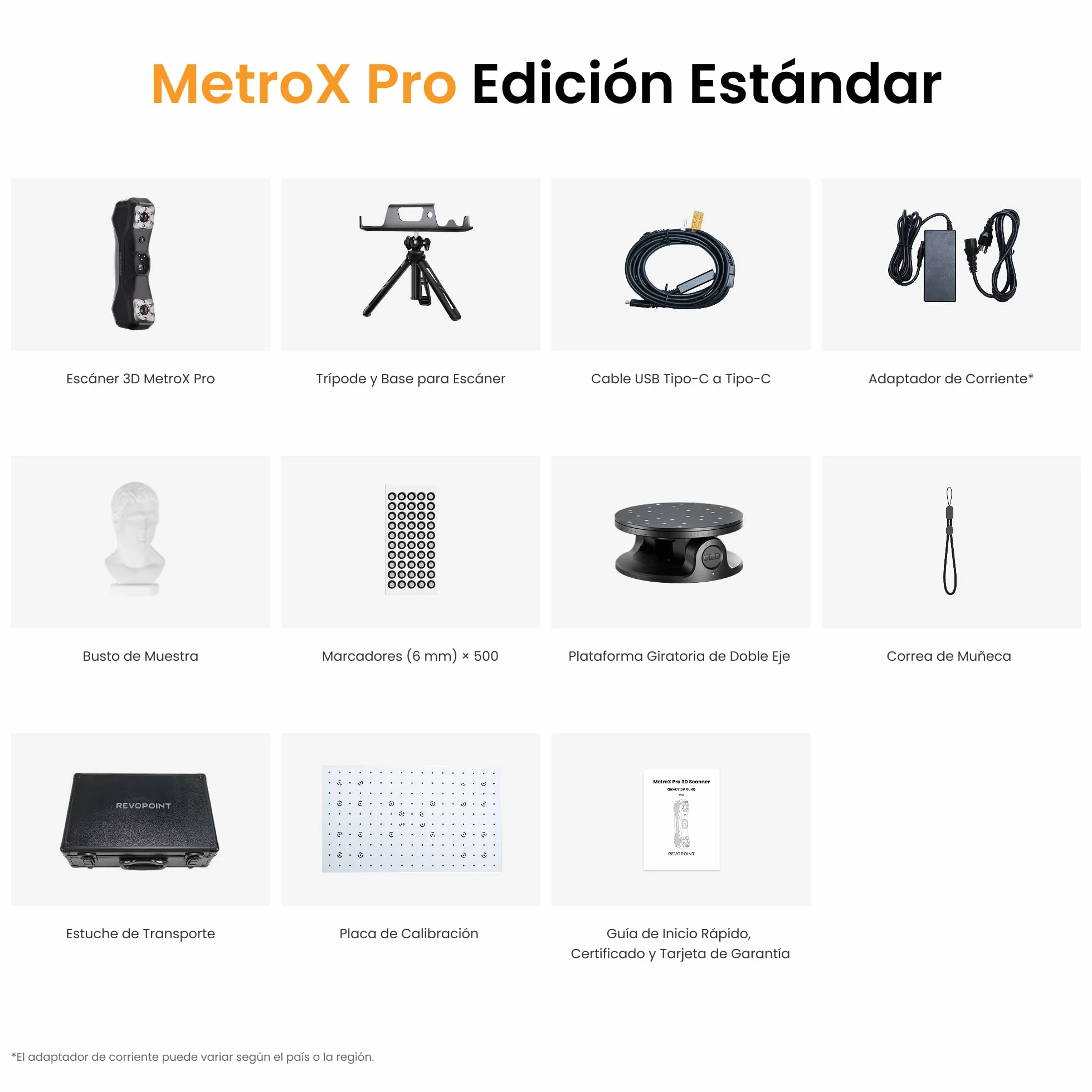 Revopoint MetroX Pro Escáner 3D para impresión 3D, precisión industrial 0,01 mm, 4 modos de escaneo, pantalla compartida interactiva, a todo color, para ingeniería inversa y modelado digital, ESTÁNDAR