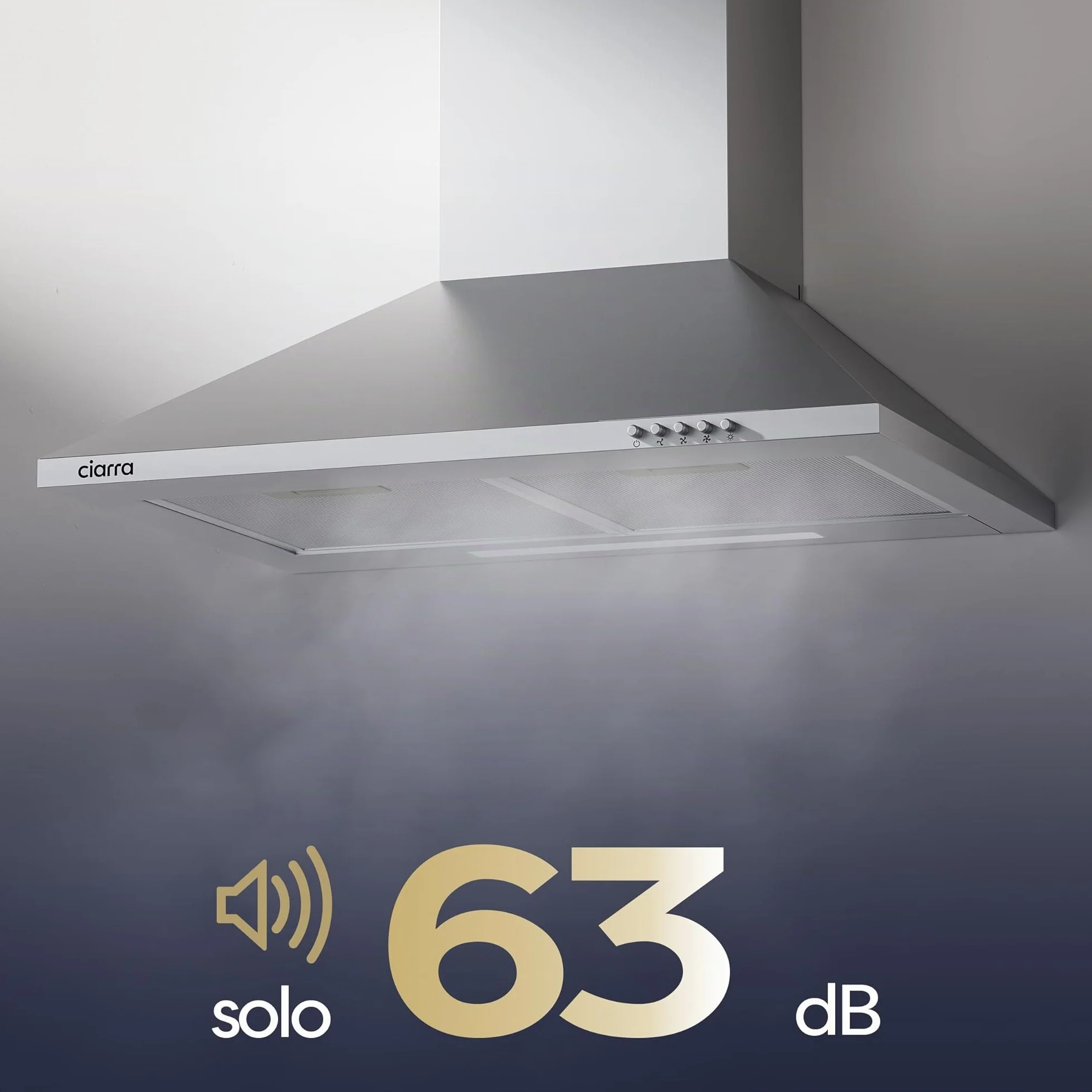 CIARRA CBCS6201 Campana Extractora 60cm 370m³/h 40W Clase A++ Acero Inoxidable