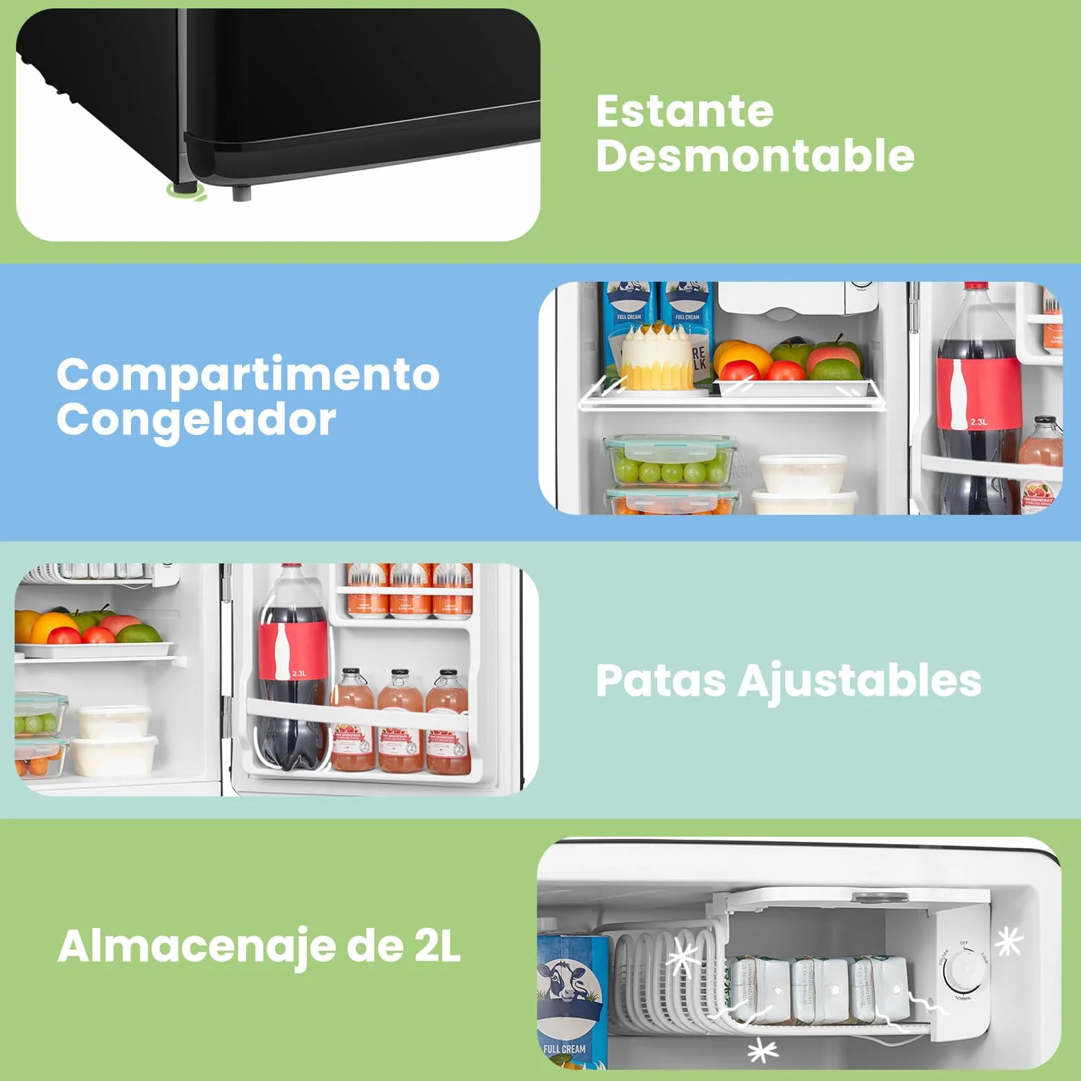 Comfee Single Door Mini Refrigerator 47L Retro Design Black Energy Class E