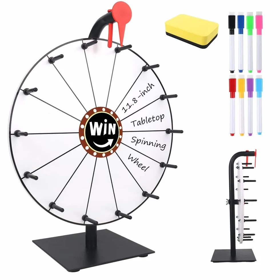 Rueda De La Fortuna Giratoria 30 cm con Marcador y Borrador para Carnavales