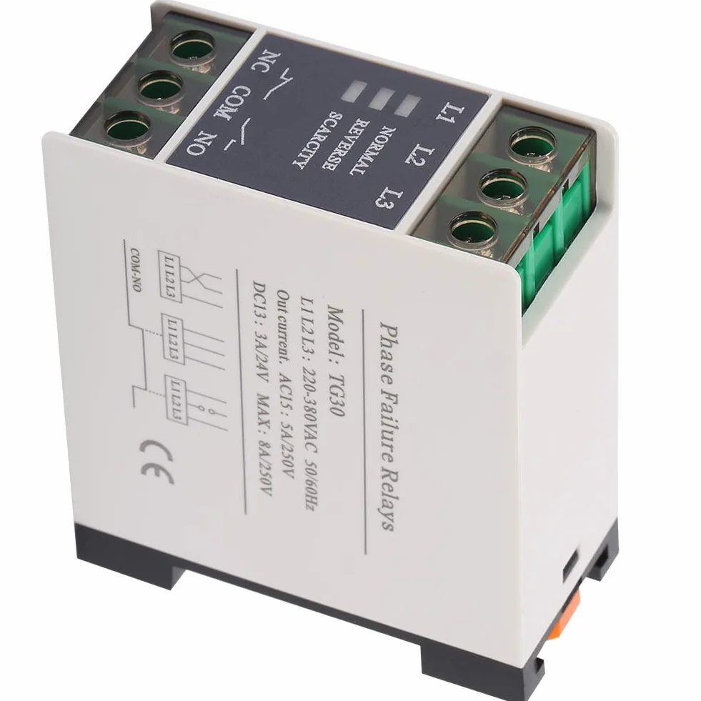 Relé De Secuencia De Fase Trifásico, TG30 220-380VAC Relé De Secuencia Protector Voltaje Fase Relé De Protección De Voltaje Relé De Monitoreo Para Motores, Ascensores, Energía