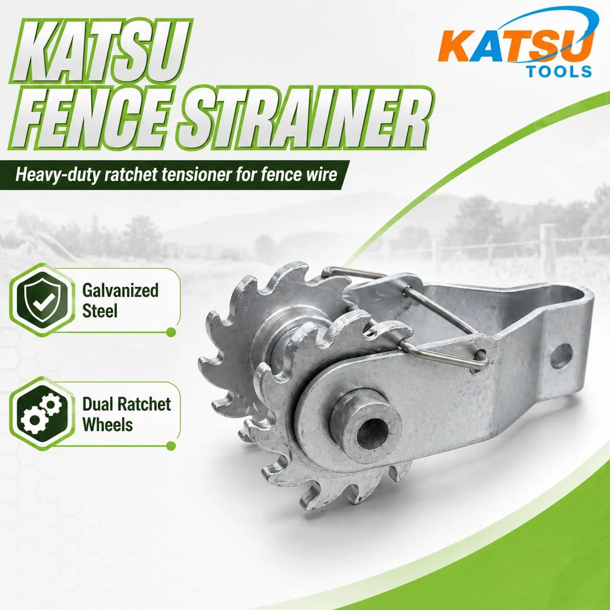 KATSU 667212 - Colador de cercas eléctrico de aleación de aluminio resistente, para ganado, ganado, caballos, granja, jardín, alambre eléctrico