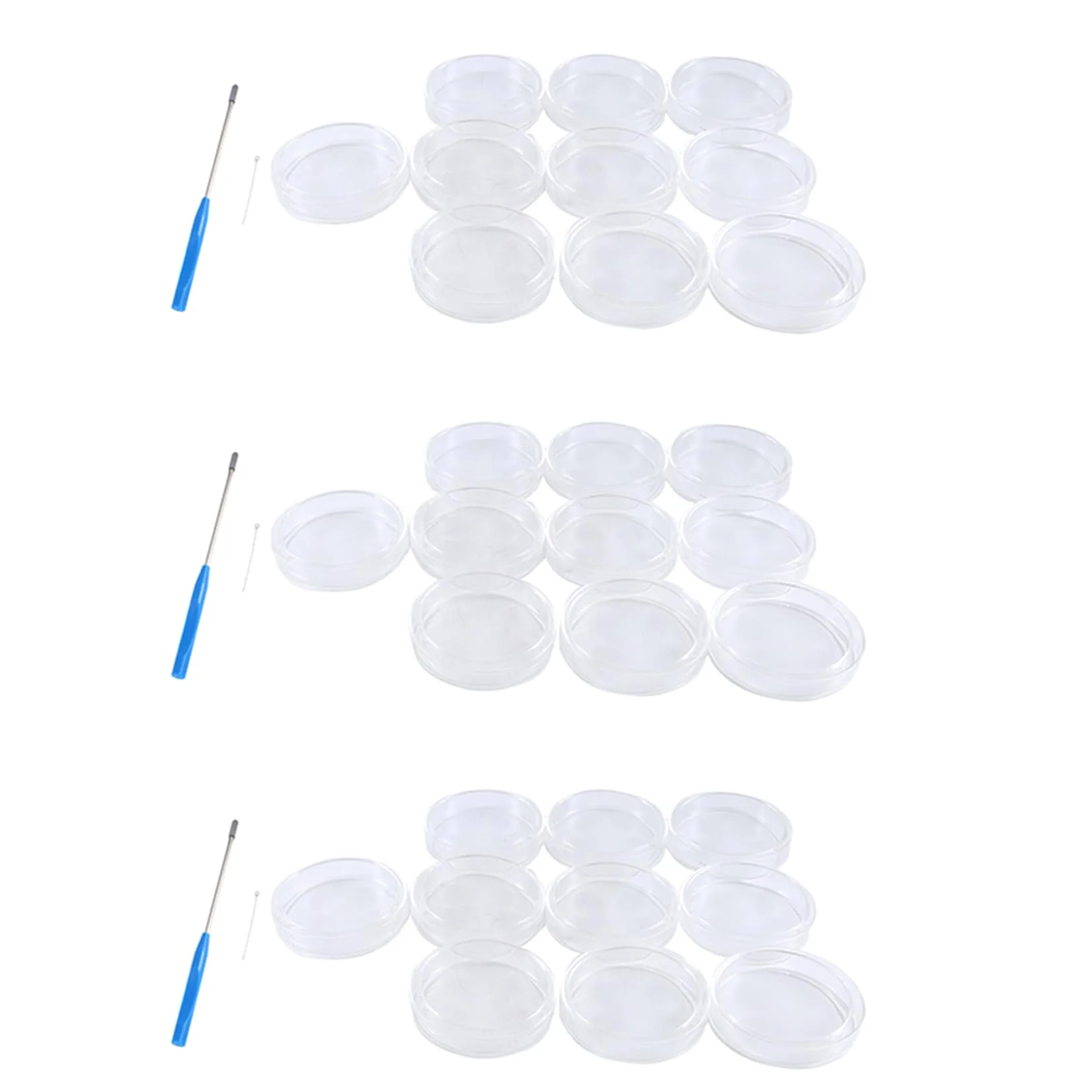 Placas de Petri de Vidrio de 90 Mm, 30 Placas de Petri de Laboratorio Esterilizables en Autoclave con Asa de InoculacióN, Esterilizables en Autoclave y Reutilizables