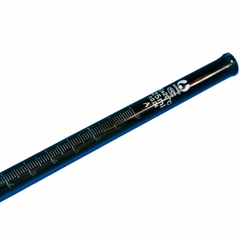 Buretas de vidrio, Bureta de vidrio ámbar clase A con llave paso PTFE 10 ml/25 ml/50 ml for valoración laboratorio(25ml)