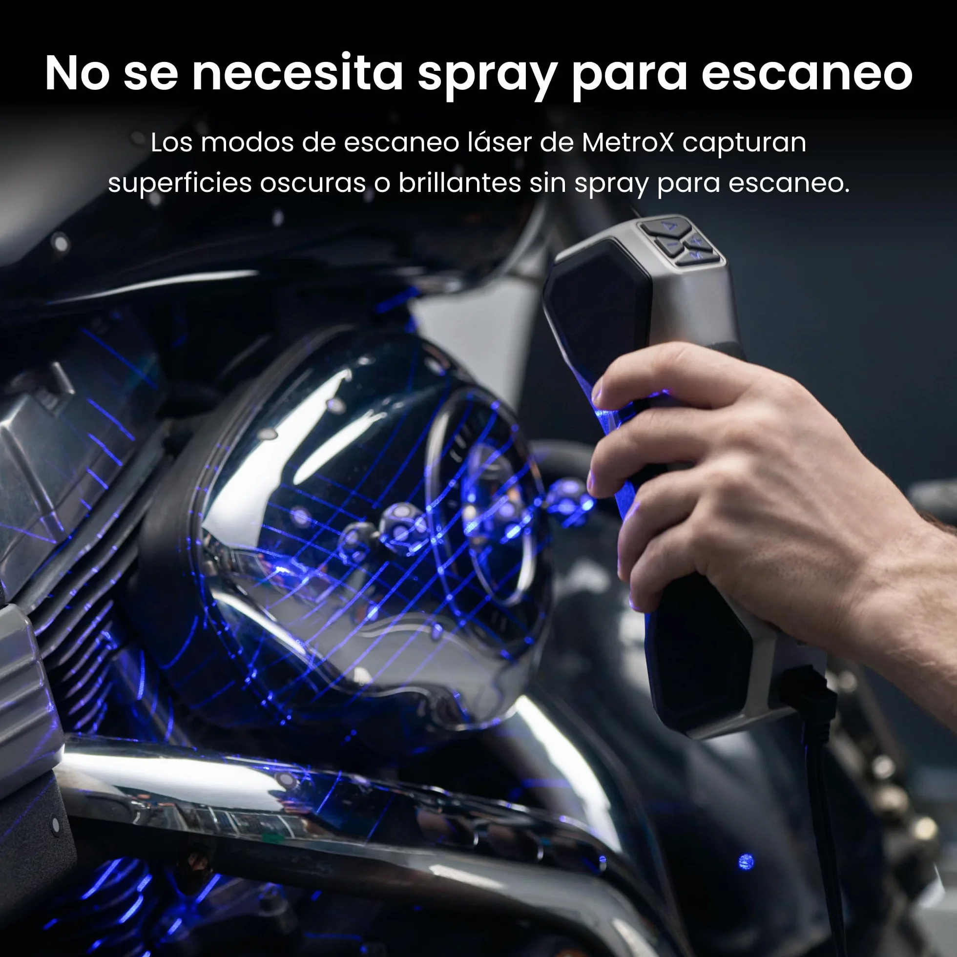 Revopoint MetroX Escáner 3D para Impresión 3D, Precisión hasta 0,01 mm, Exactitud de Grado Metrológico, Hasta 60 fps, Láser Azul, 4 Modos de Escaneo, para Escanear Objetos Metálicos/Oscuros, Estándar