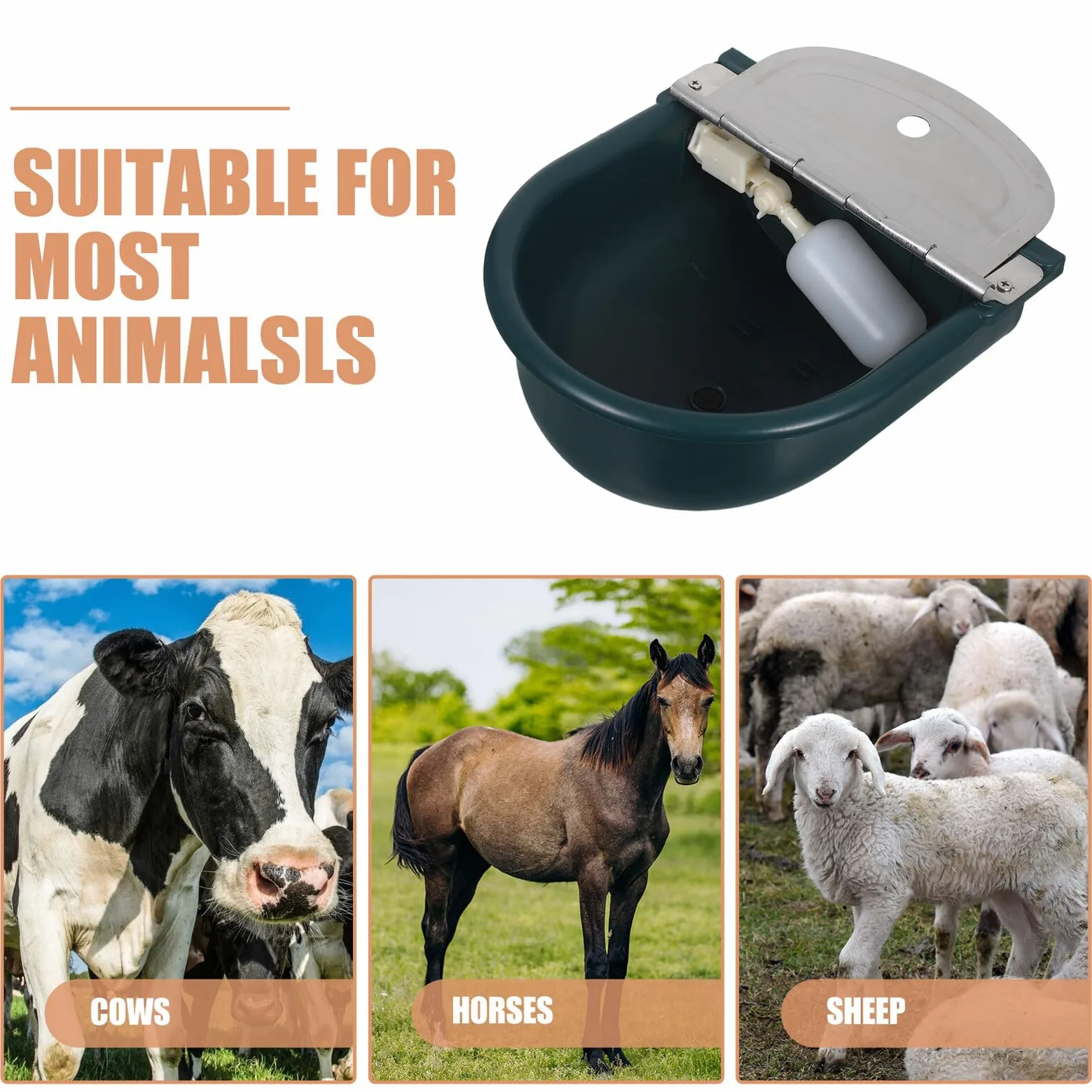 SHINEOFI Bebedero Automático para Animales de Plástico Resistente con Válvula de Flotador y Tubo de Acero Inoxidable de 80 CM para Caballos Vacas Cabras Ovejas y Perros Abrevadero