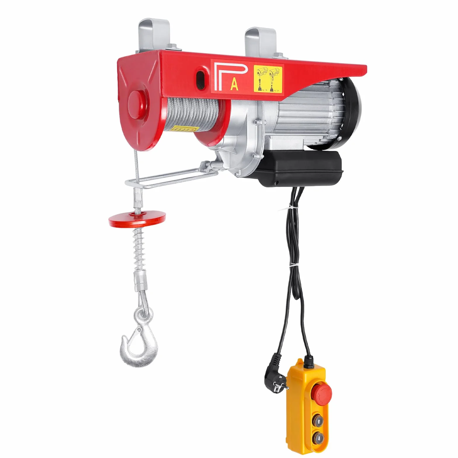 Polipasto eléctrico 800kg, andamio de cabrestante aéreo, Grúa e-Hoist 220V, con dos eslingas Control remoto inalámbrico 80m 12m cuerda de alambre, para Garaje almacén Planta de elevación Planta