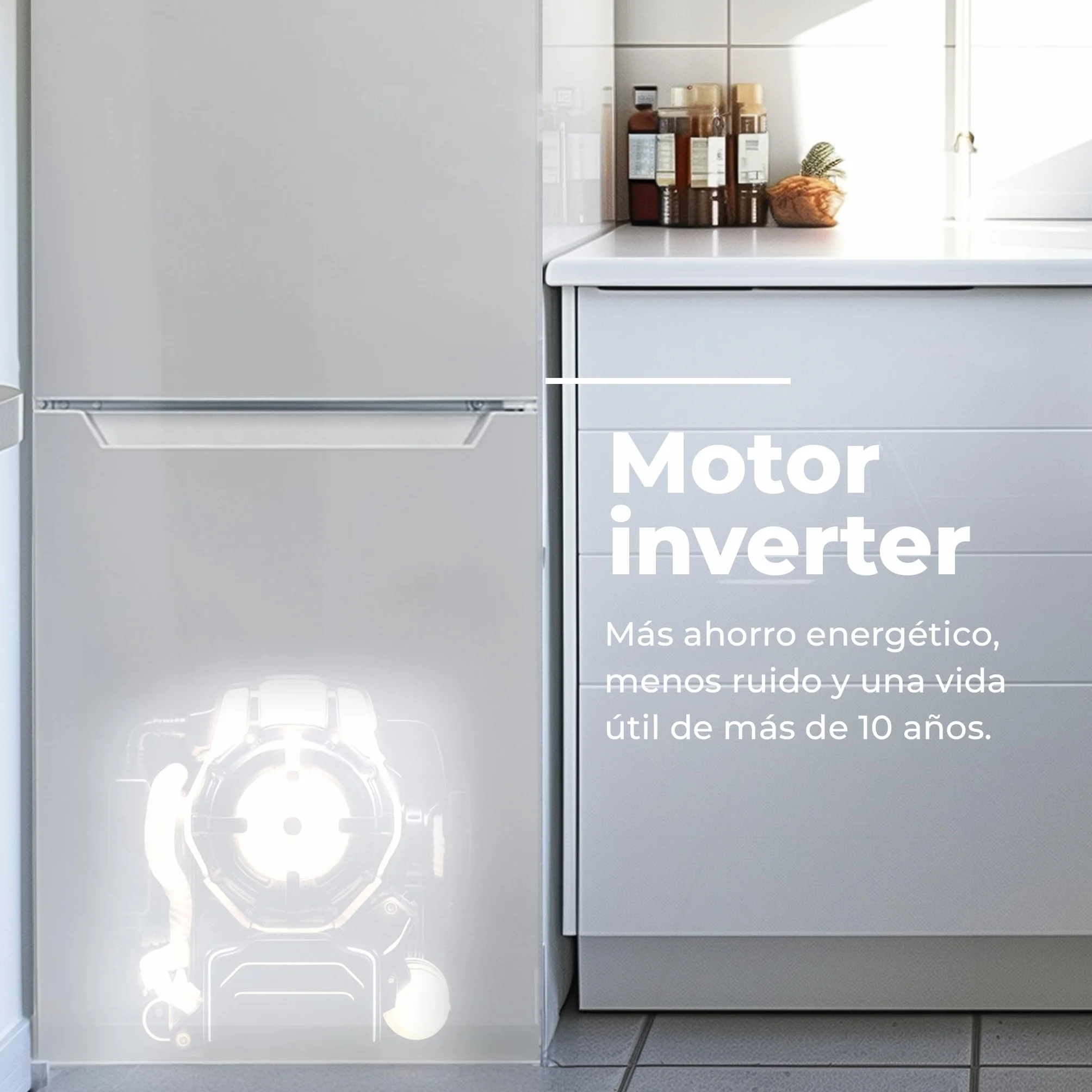 EVVO Frigorífico Combi No Frost 180L Congelador 70L Motor Inverter 54cm Ancho Smart ECO Multi Air Flow Luz LED Panel Táctil F52X Inox