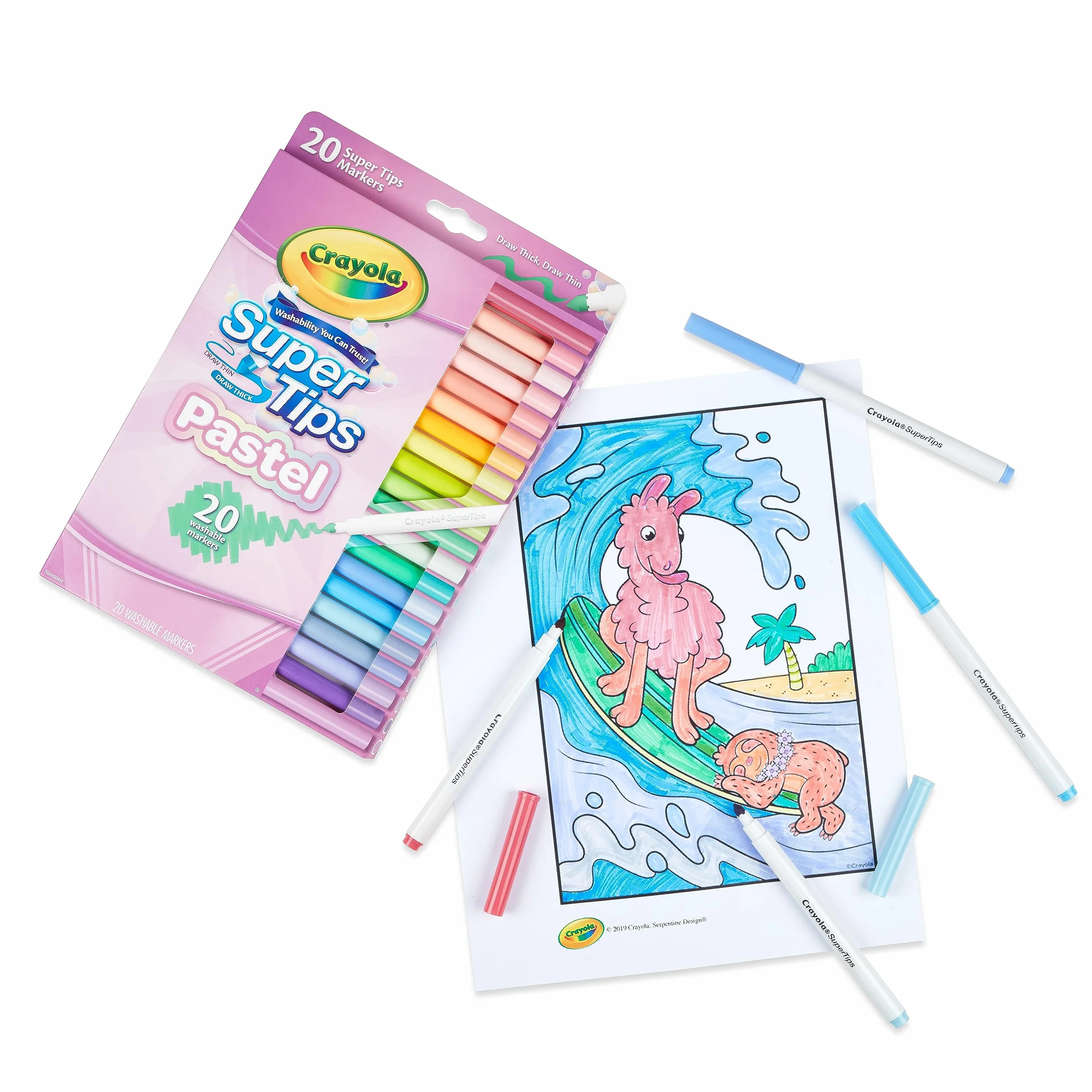 CRAYOLA Rotuladores de punta media lavables 20 colores pastel