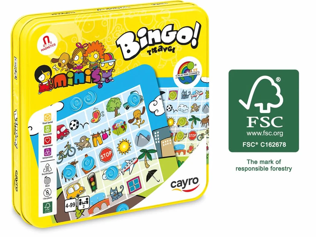 Cayro Bingo Travel Juego de Mesa para Niños y Familias 2 Jugadores 4-99 Años