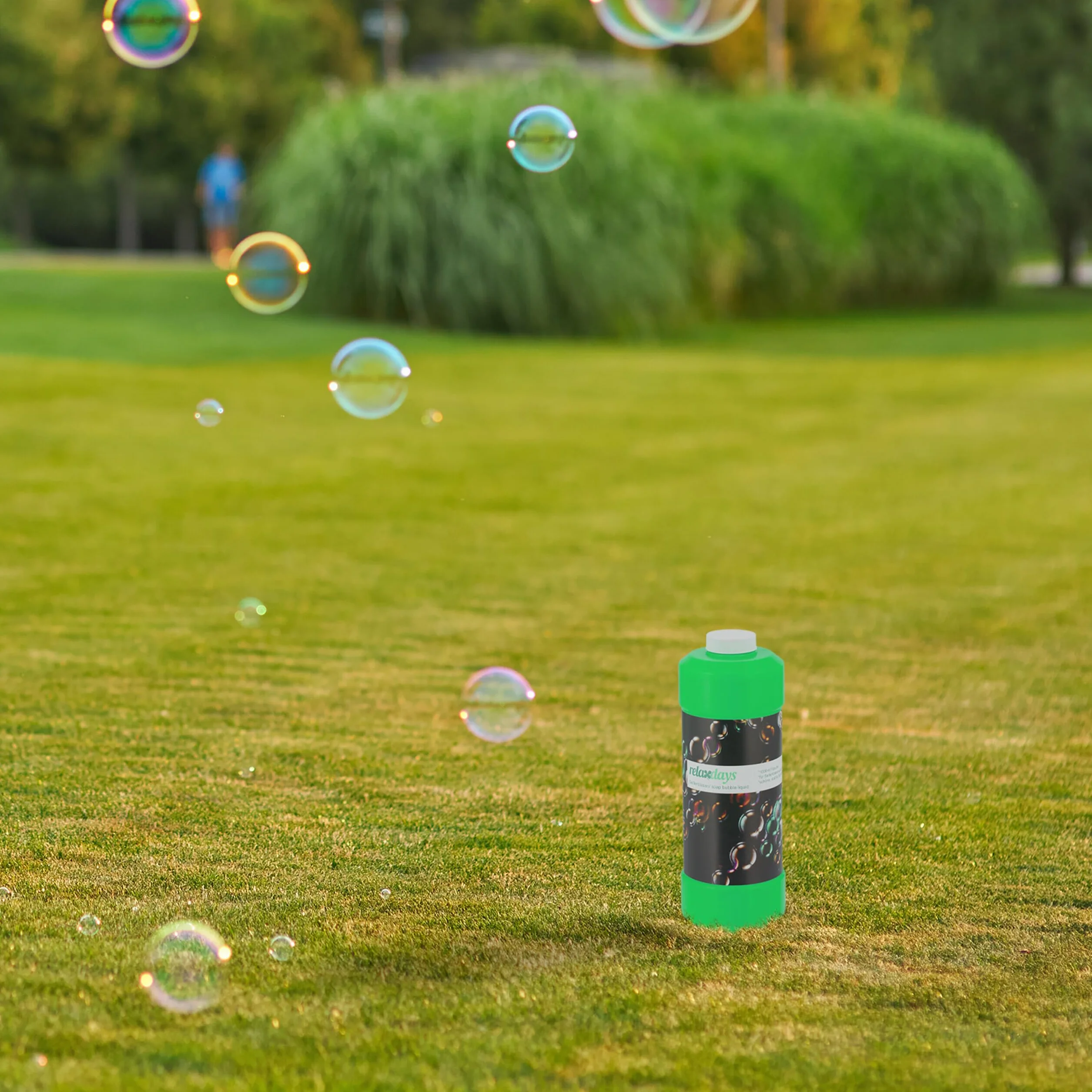 Relaxdays Botellas de Líquido Burbujas de Recambio Set 2 1 L Máquinas de Pompas Verde