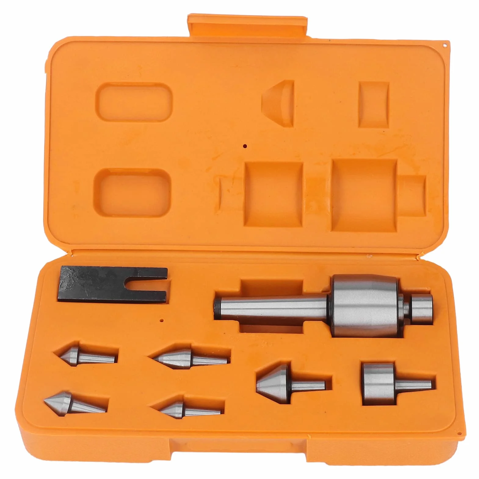 Conjunto Centro Vivo Torno CNC, Cono Morse Giratorio Acero Alto Carbono, Precisión 0.0006, 7 Puntas Intercambiables 2000 RPM, para Máquinas CNC Industriales