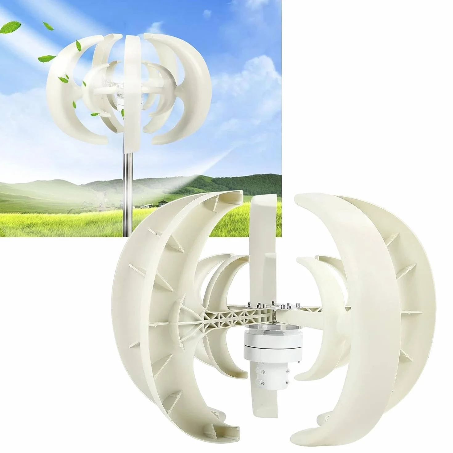 Generador De Turbina Eólica De 4000W Motor De Turbina Eólica De 5 Aspas con Controlador De Carga Kit De Generador De Turbina Eólica para Monitoreo De Jardín Marino Y Barco,White-12V