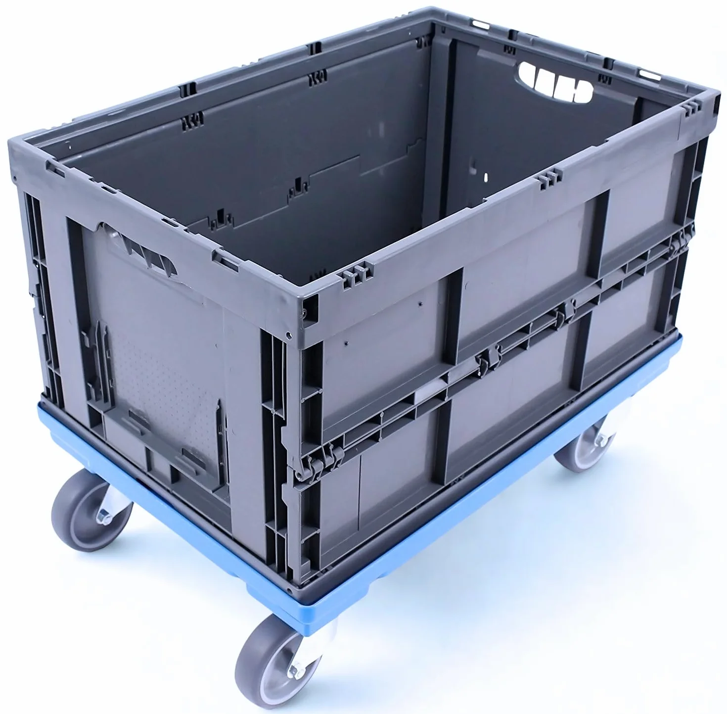 Carro de transporte 60x40 cm plataforma con ruedas carga máxima 300 kg azul