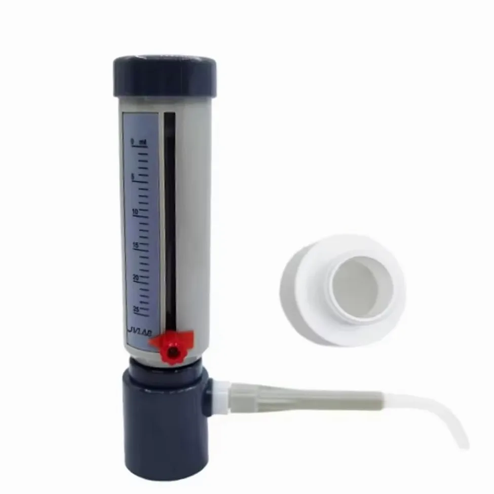 Dispensador de Líquidos Semiautomático Económico para de Laboratorio, de 5 A 25 Ml, con Adaptador GL45.